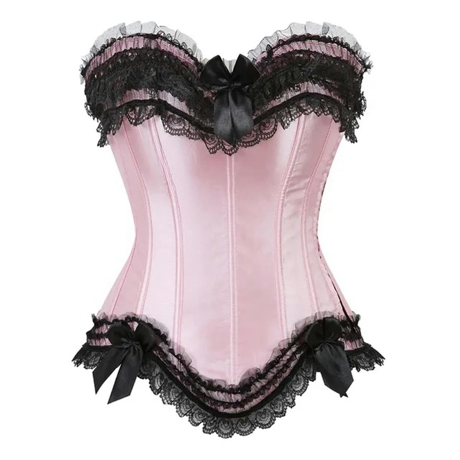 HAAR Top Bustier Aderente Corset Top Bustier Plus Size Overbust Zip Per Le Donne Shaper Gothic Satin Lace Up