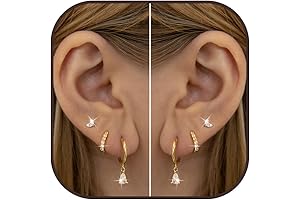 3 Pairs Dainty Stud Earrings for Multiple Piercing