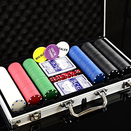 SONLEX Pokerkoffer mit 300 500 Pokerchips abschließbar Pokerkarten Zubehör Deluxe Pokerset Casino Aluminium Chipsanzahl wählbar (300 Chips) – Bild 4