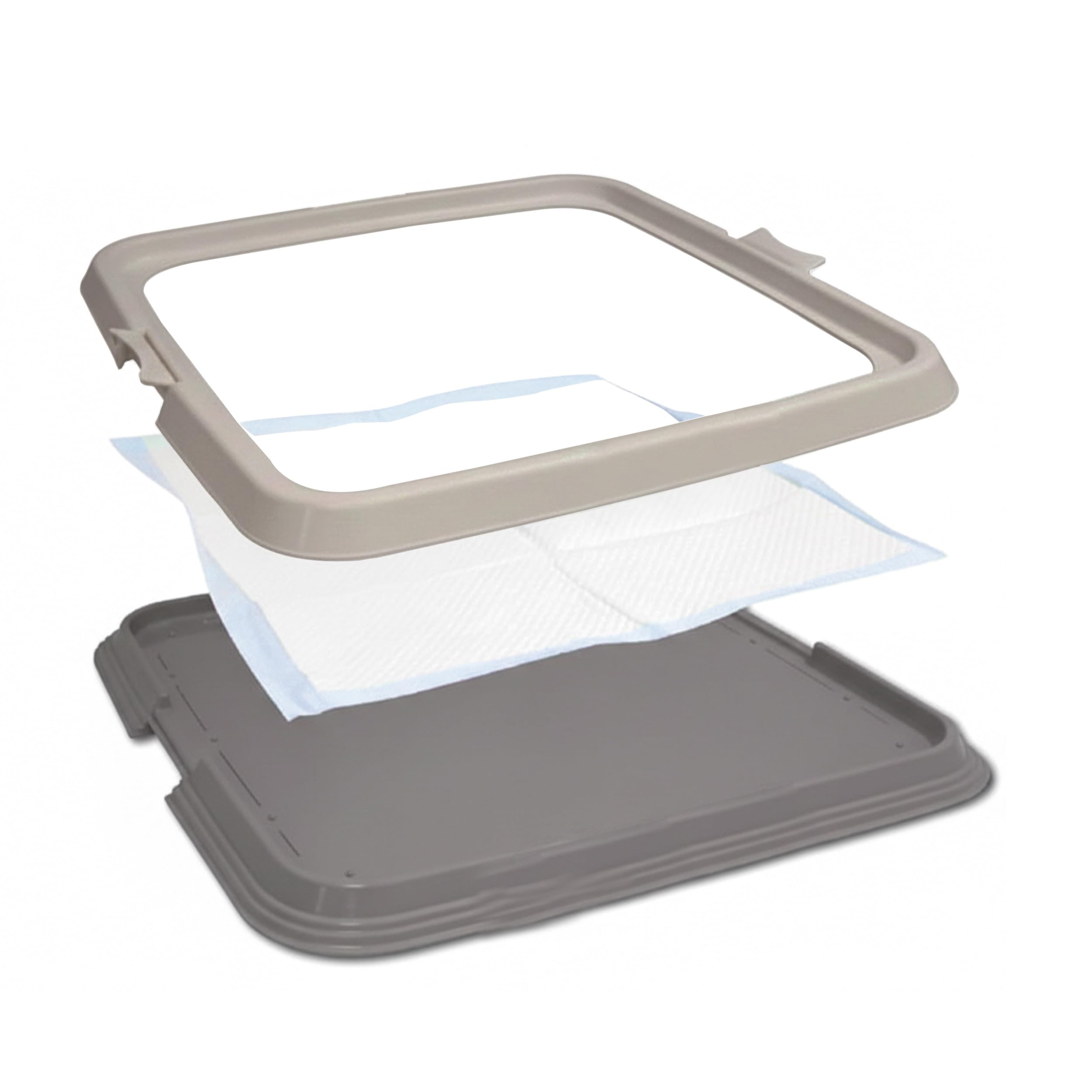 AqpetFriends Lettiera per Cani con Vassoio Porta Tappetini Assorbenti 60x60 cm, Base Antiscivolo per Traversine Igieniche, Ideale per Addestramento Cuccioli e Uso Domestico