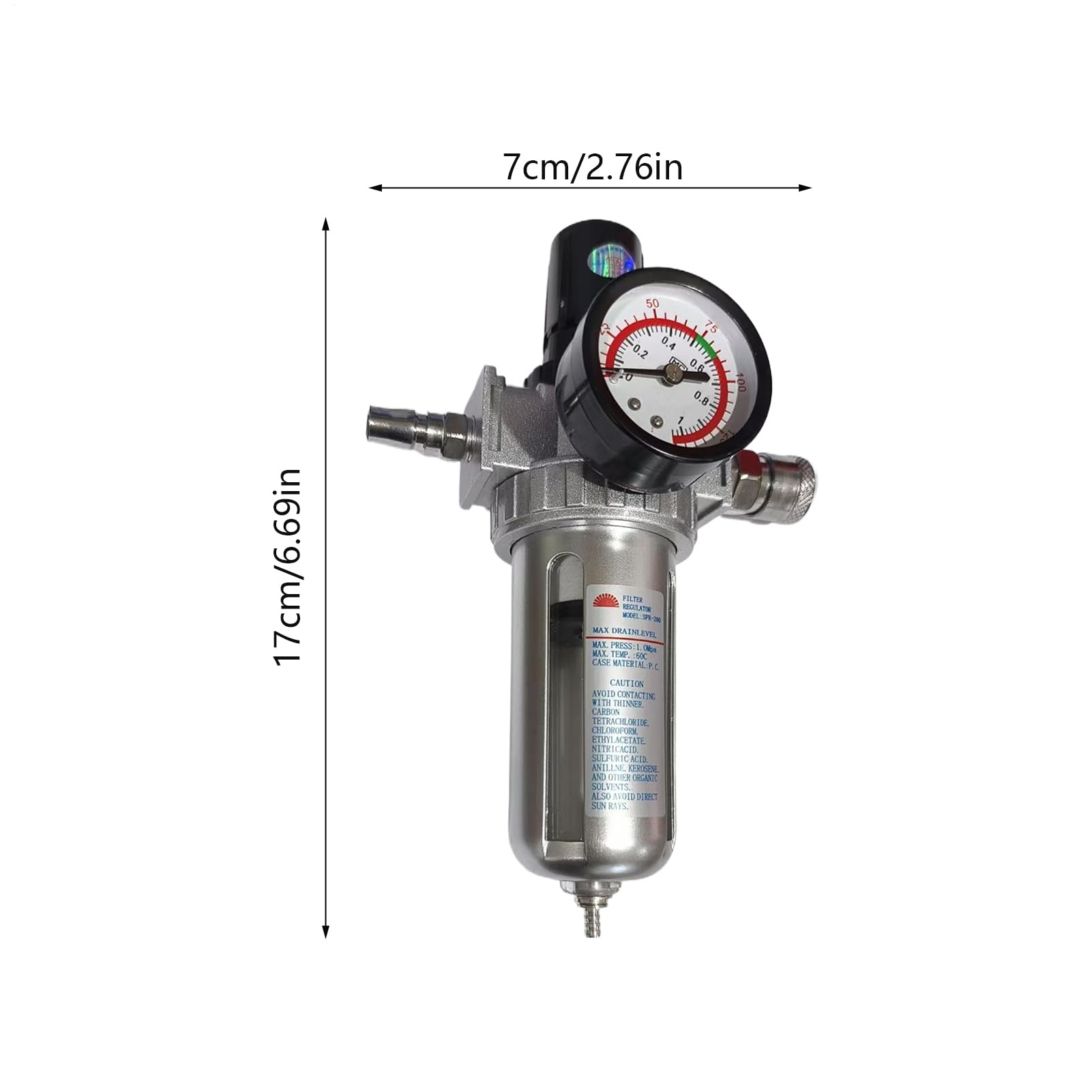 Regolatore Filtro Compressore Separatore Acqua Compressore con Manometro