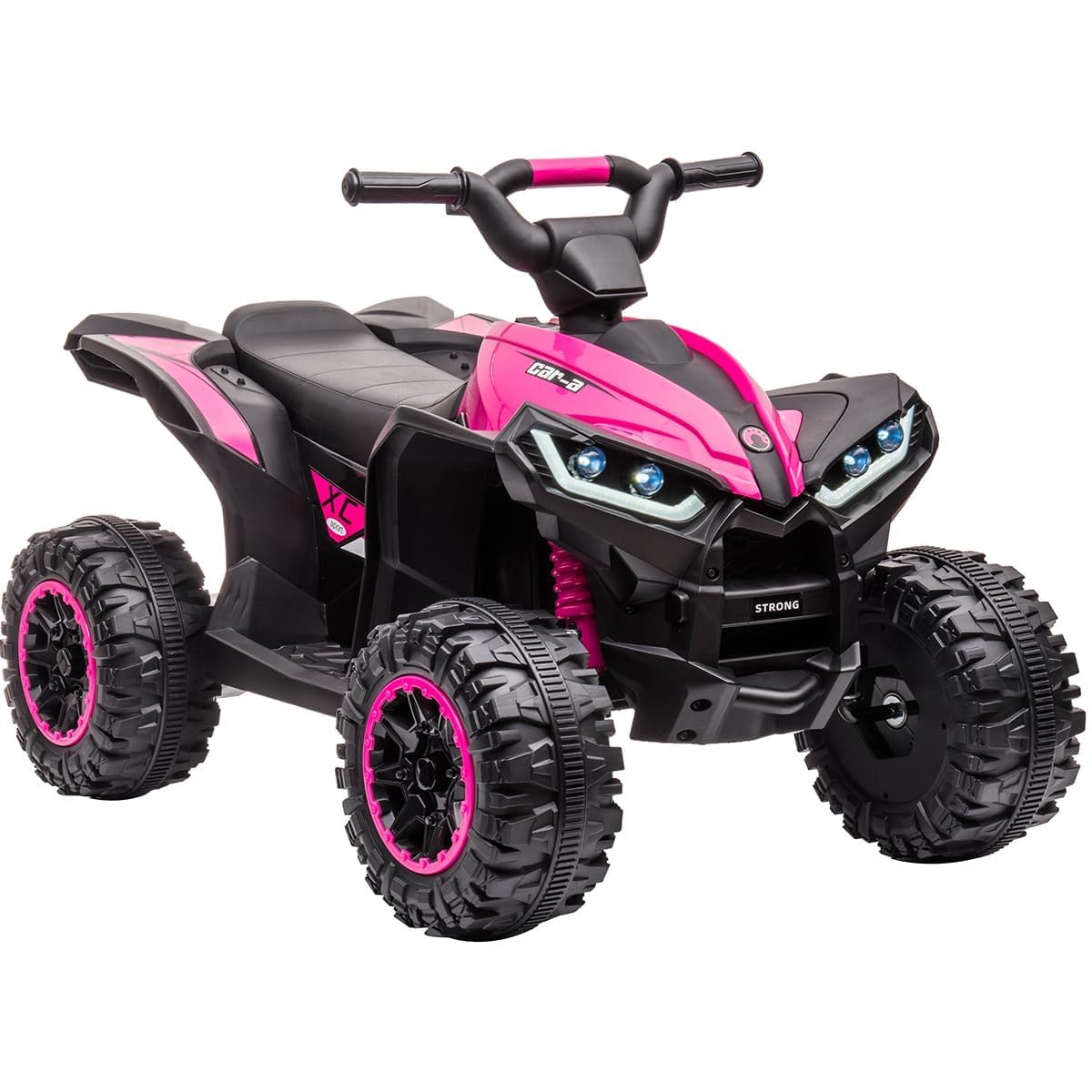 12V Kids Electric Ride on ATV, Electric Quad Bike with LED Lights, Accelerator Handle, Foot Pedal, Comfortable Cushion Seat, 2 Speed, Safety Uniform Deceleration ≤0.5S Quick Brake for Ages 3-5 Years
