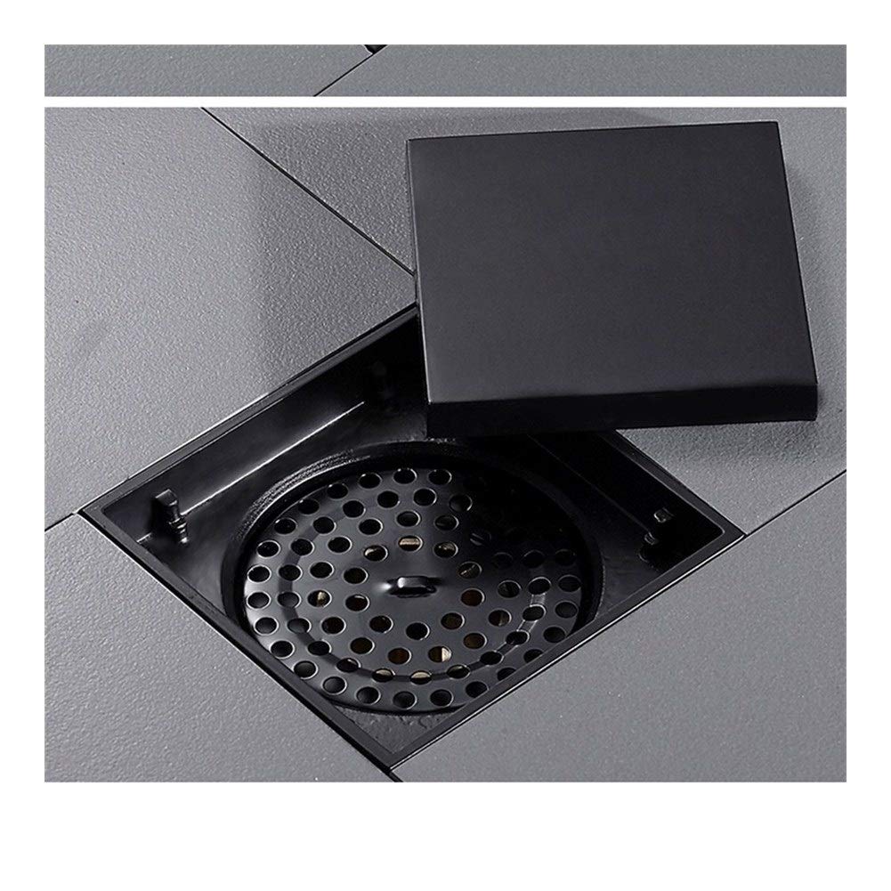 Buy YUDING Floor Drain Matte Black Square Invisible Bathroom Floor ...