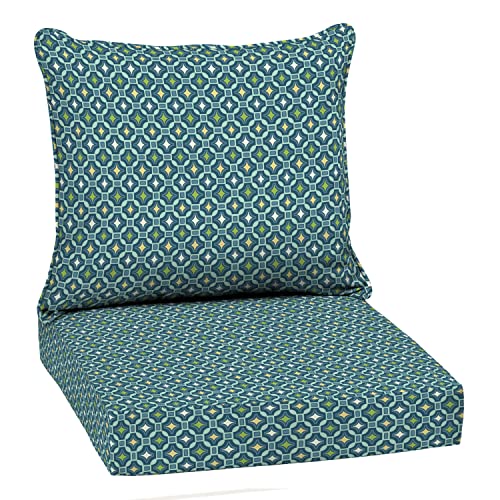 Image of Arden Outdoor Deep Seat Cushion Set, 22 in x 24 in, Weather-Proof, Rain-Proof, Fade Resistant Patio Cushion Alana Tile
