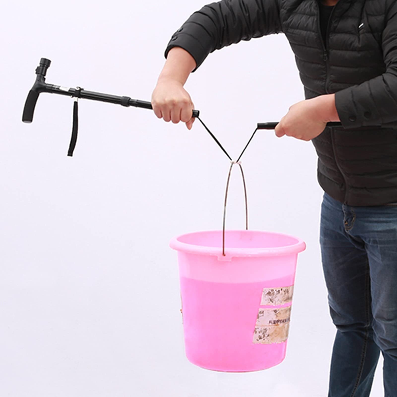 Black Plegable bastando Bastones, bastón para Mujeres y Hombres, palitos Ajustables de Altura, Bastones portátiles Ligeros, ayudas para Caminar para los Ancianos