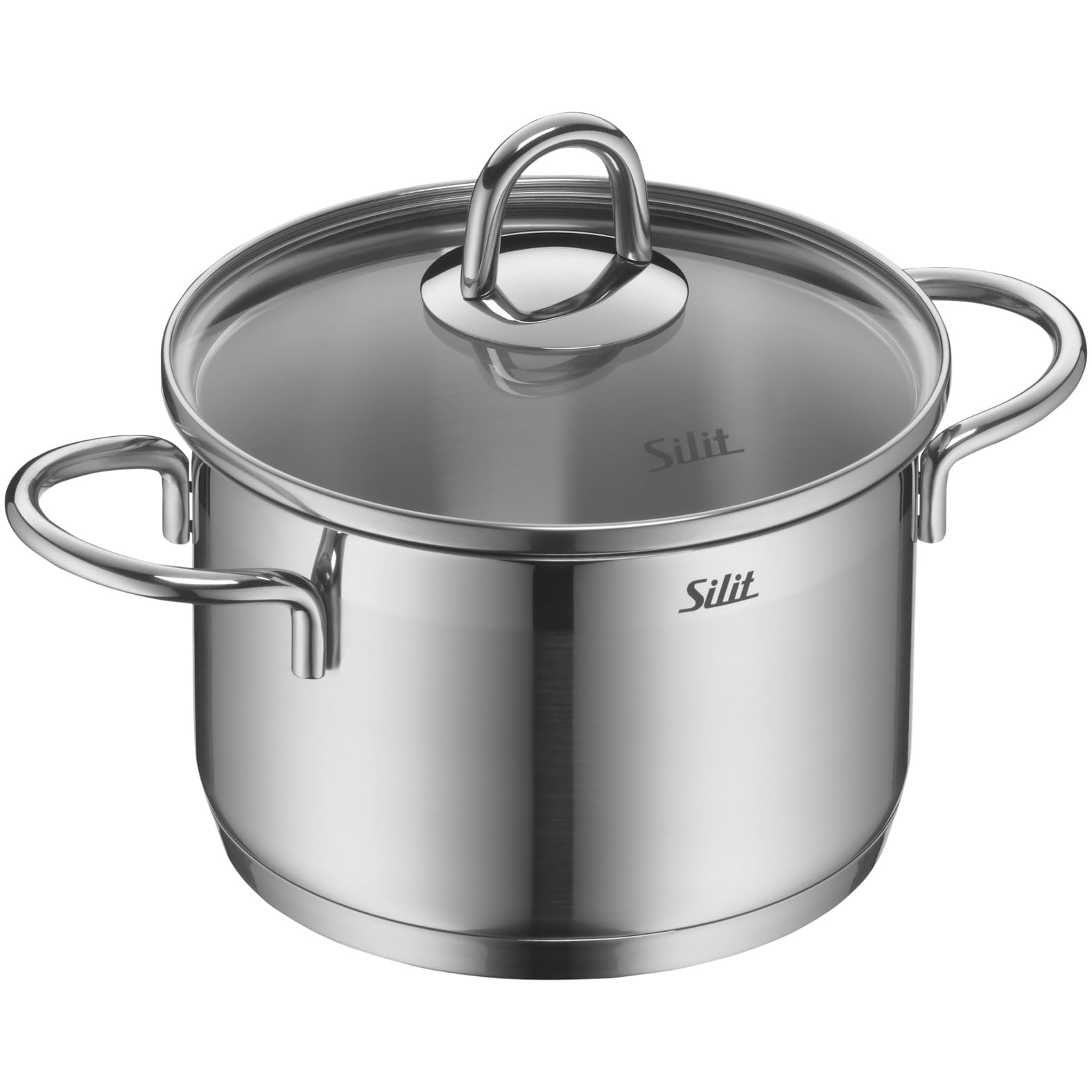 Silit Diamant Topfset Induktion 4-teilig, Kochtopf Set mit Glasdeckel, Edelstahl poliert, Induktions Töpfe Set unbeschichtet