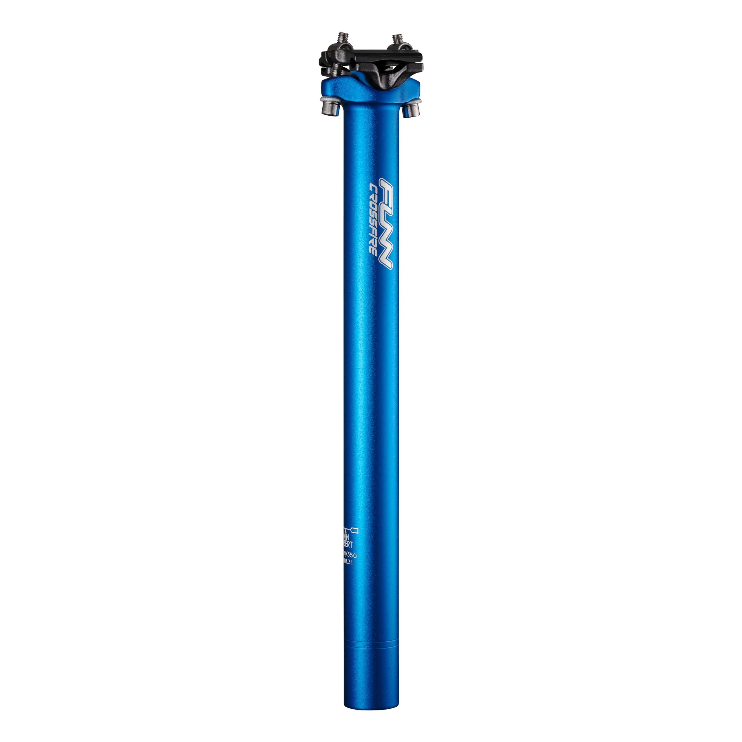 Funn Crossfire Bike Seat Post, Length 350mm, Diameter 27.2mm, Aluminum Alloy AL6061, 3D Forged, One Piece Head and Shaft (Blast Blue)