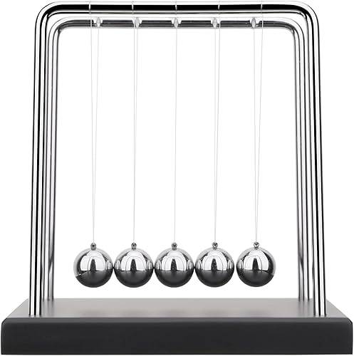 Miniatura 3 de Bolas de equilibrio de cuna de Newton con 5 cuentas grandes, juguetes de escritorio, decoraciones de oficina con base de madera negra, bolas de