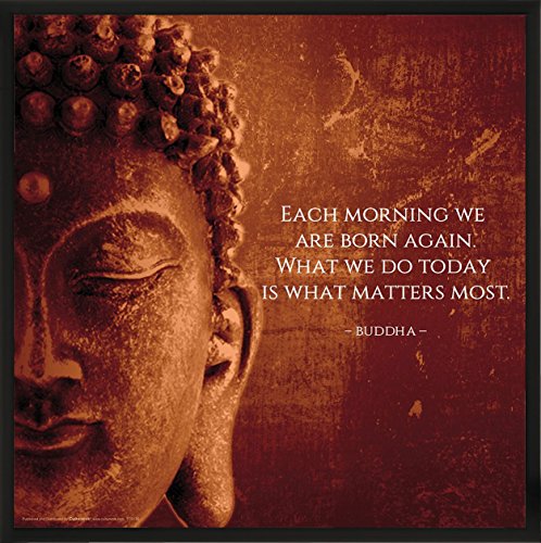 Culturenik Buddha Each Morning Motivational Inspirational Saying Quote Poster Print, Rolled (Framed 12 x 12 Print)