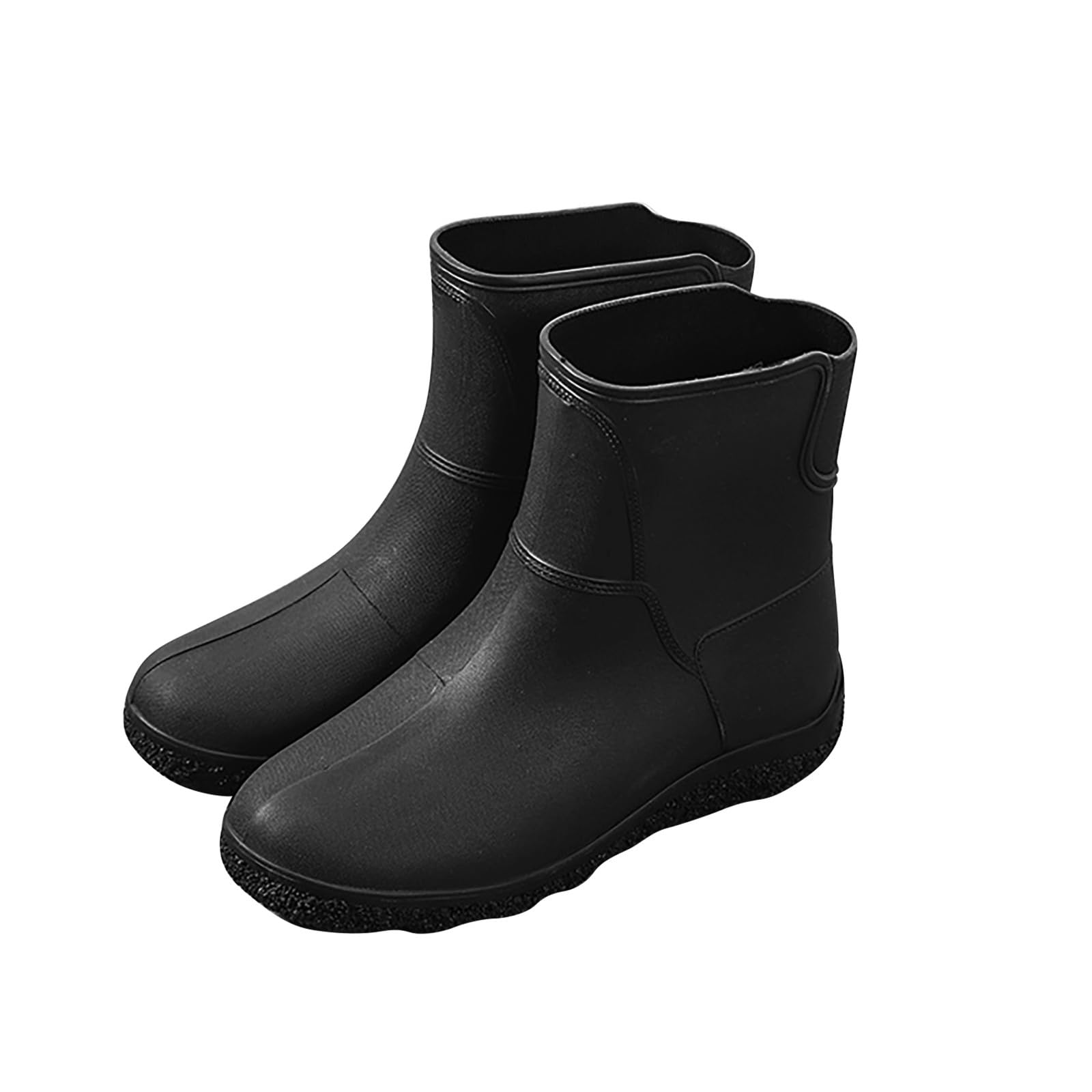 Generisch Stivali di gomma corti da uomo, marroni, antiscivolo, comodi, per giornate di pioggia, Chelsea Boots, tinta unita, suola piatta, mezza stivaletti da viaggio