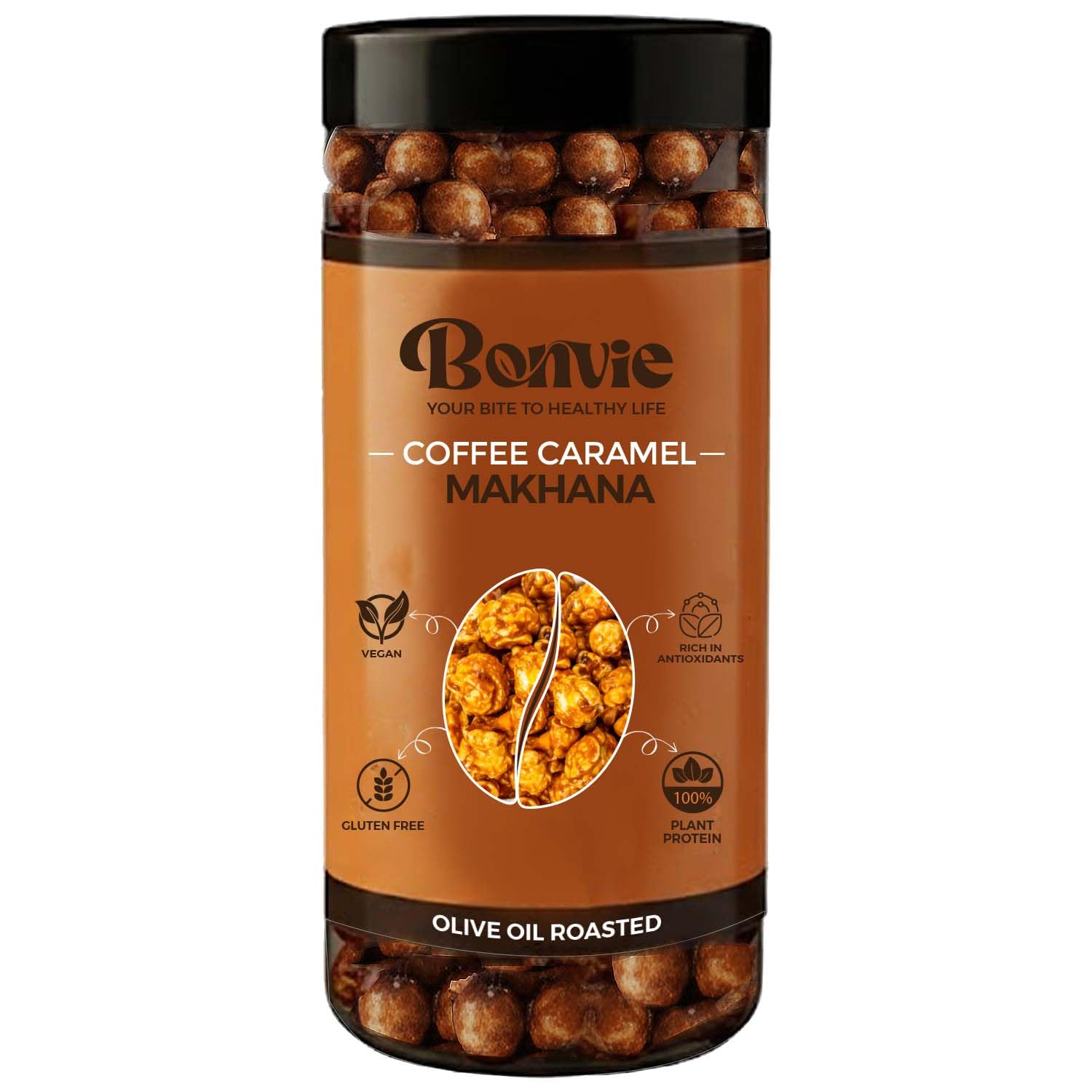 Bonvie Snacks Coffee & Caramel Makhana Rich & Delicious in Flavours, Boosts Immunity, Roasted in Olive Oil for Low Fat, Plant Protein, Gluten-Free, Healthy Snack, No Palm Oil, Pack of 1 (120g)-image-17