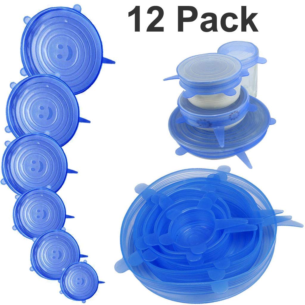 AUSAYE Silicone Stretch Lids,12-Pack Fit Various Size and Shape of Containers