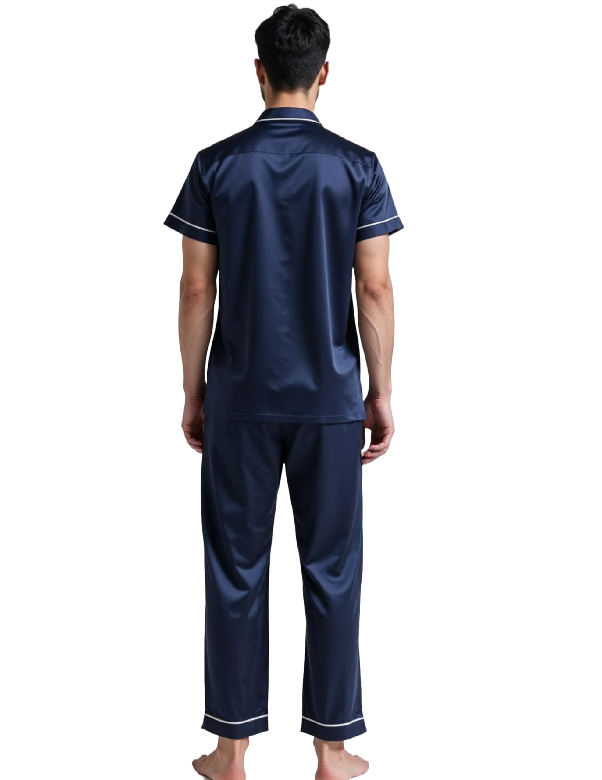 Men’s Navy Nightwear Set | Classic Style Half Sleeve Pyjama & Lounge Co‑Ord | Men Night Suit & Sleepwear-image-29