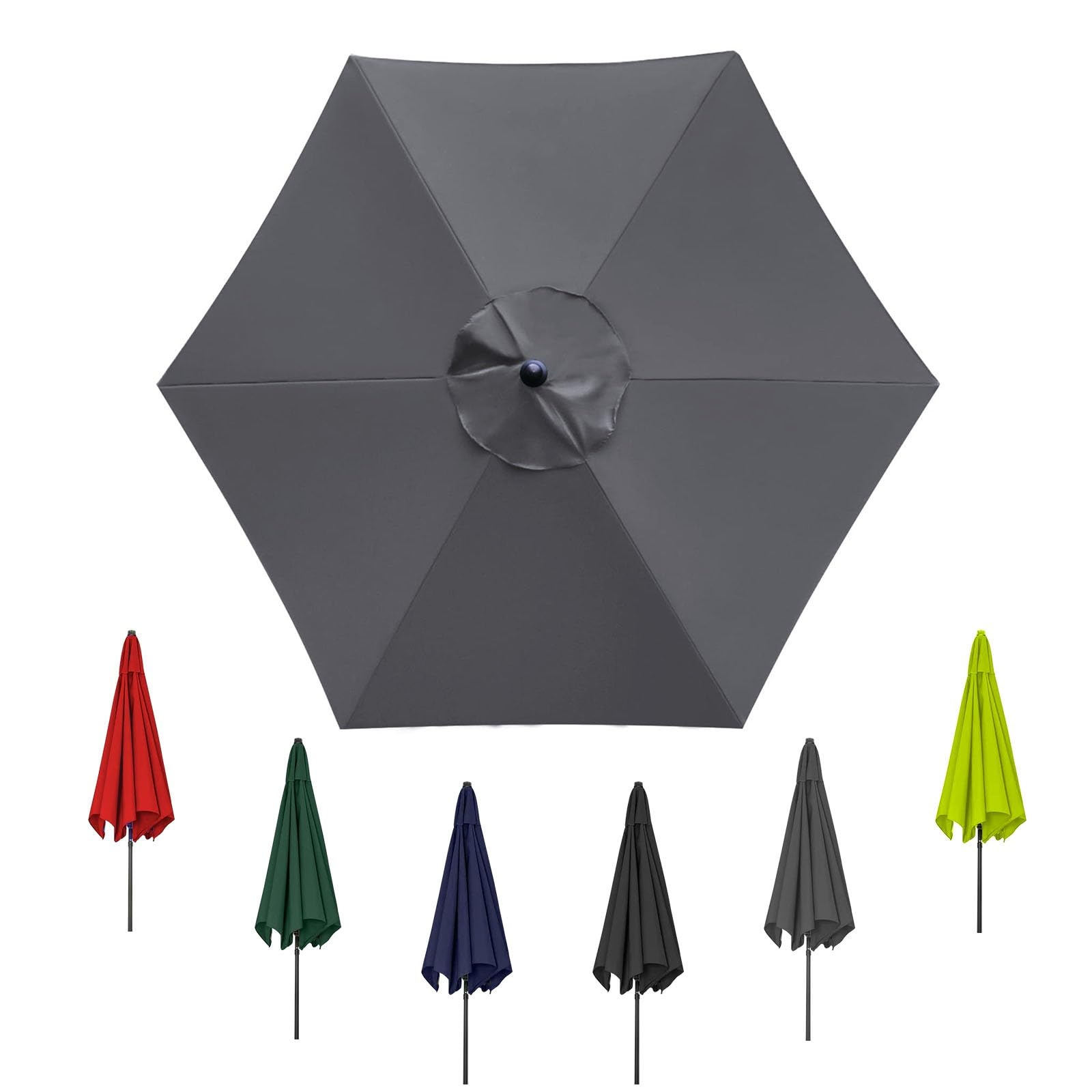 Umbrella Replacement Cover, Replacement Cloth, Canopy Replacement Parasol Top Fabric Cover Sunshade Cloth, Replacement Parasol Fabric cover for Garden Umbrella(Gray,8ribs:3.0m/9.8ft)