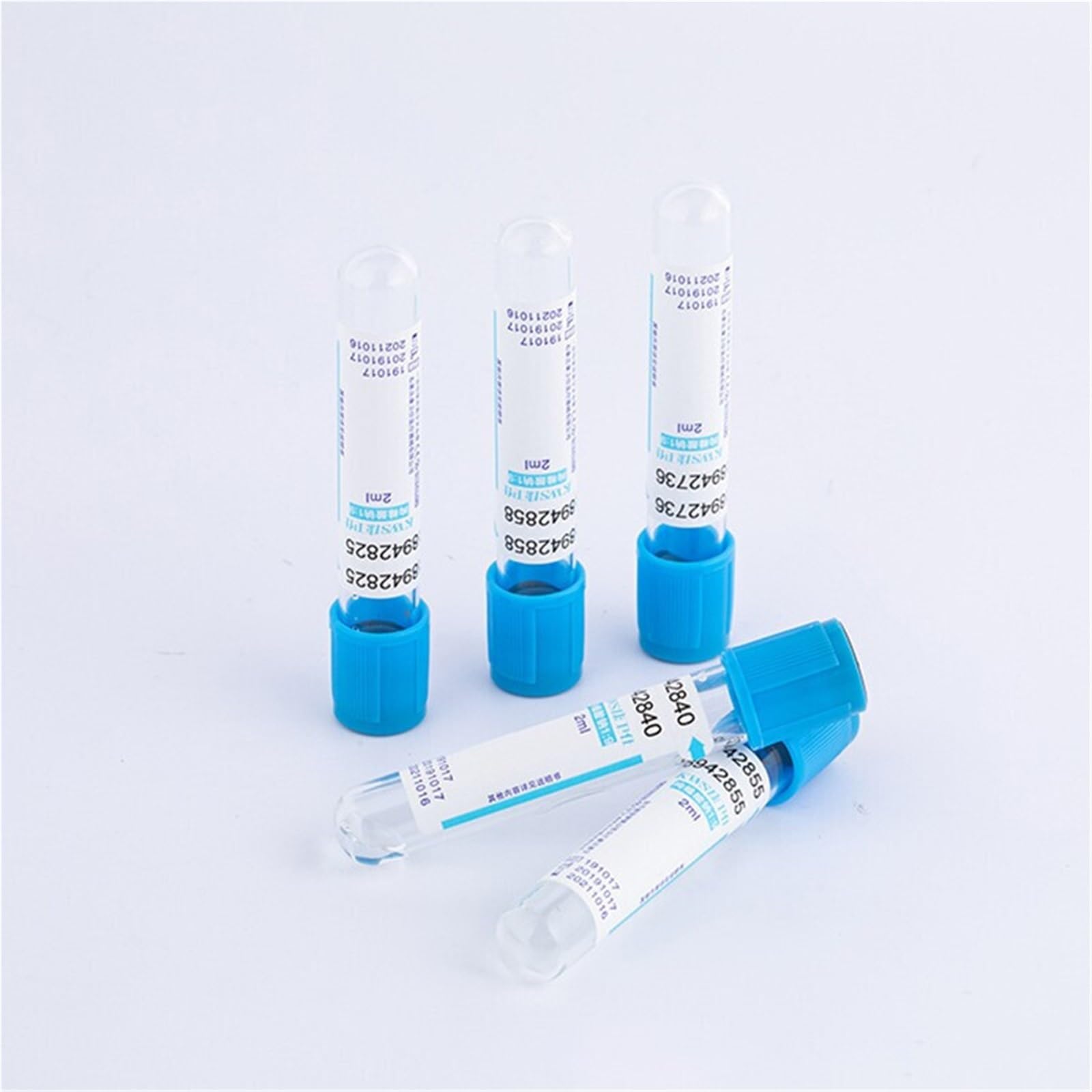 100 pièces Tube plastique de citrate de sodium de coagulation stérile sous pression négative, bouchon bleu, tube anticoagulant PRP (Couleur : 10ml PET)
