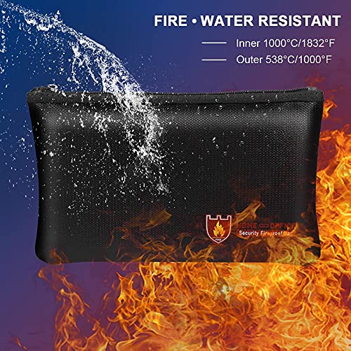 Fireproof Money Safe Document Bag. Non-Itchy Silicone Coated Fire & Water Resistant Safe Cash Bag. Fireproof Safe Storage For A5 Size File Folder Holder, Money, Document, Ipad, Jewelry And Passport #TOP1