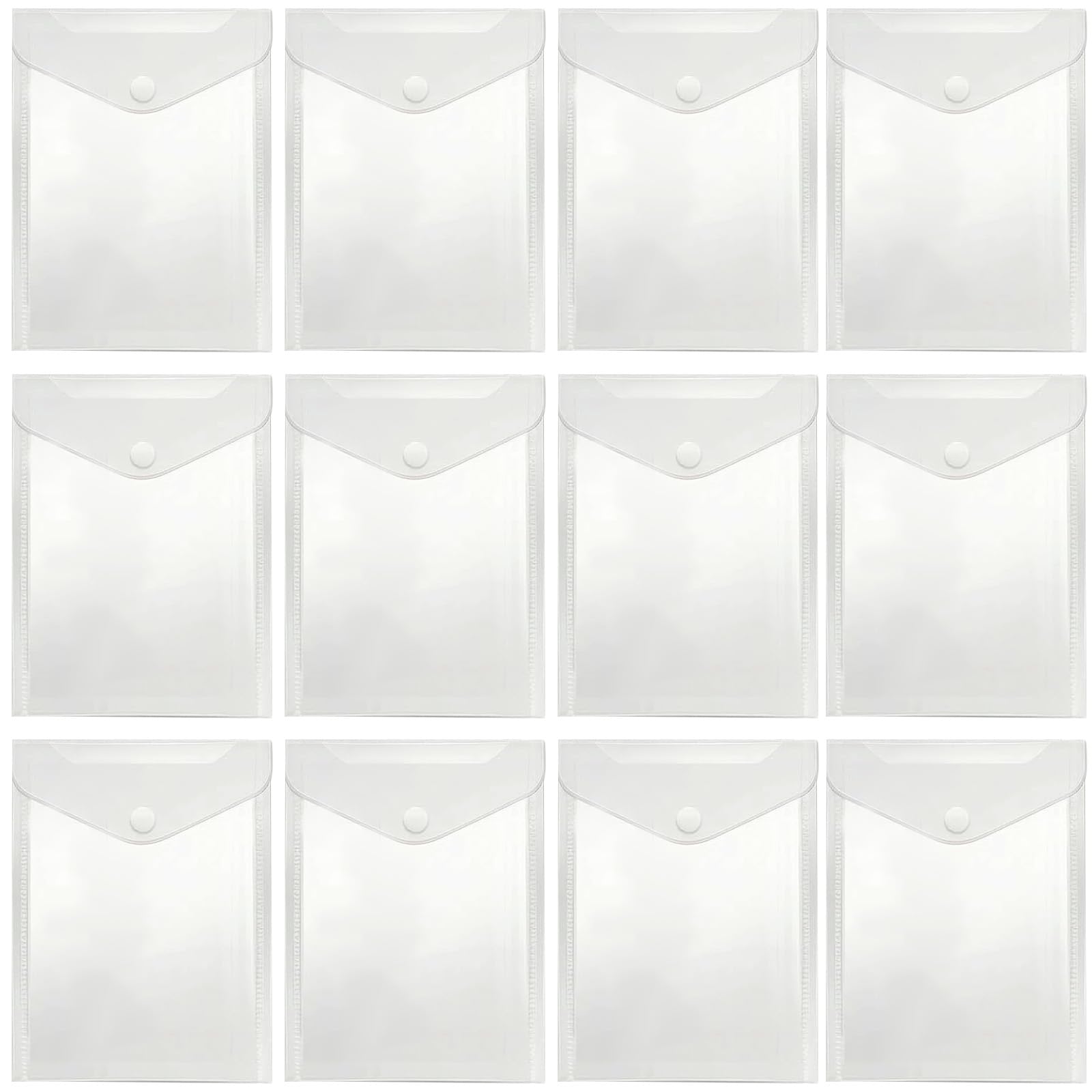 Kaeltsyn Of 12 Clear PP Sticker Storage Bags with Closure for Organizing Craft Supplies and Stationery Sticker Collector Structure