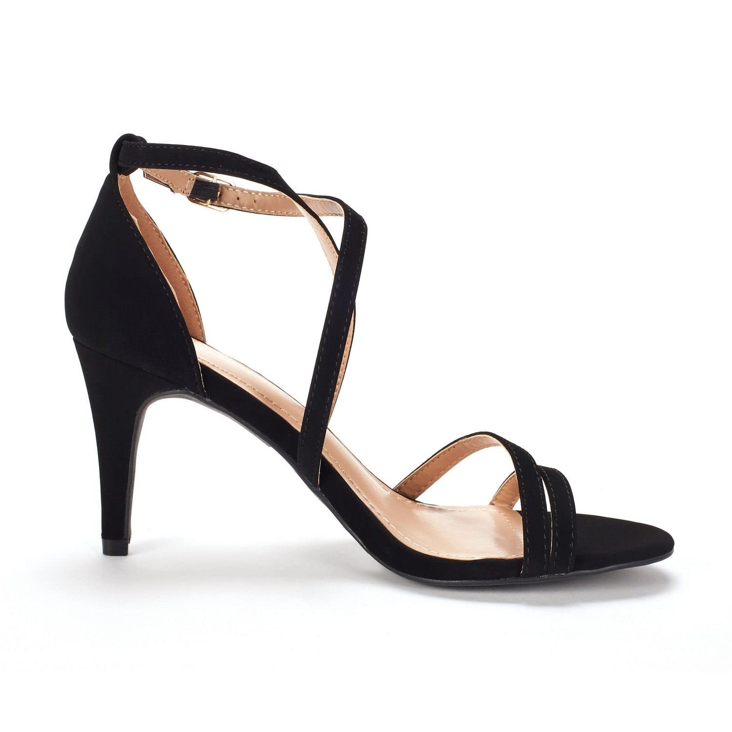 DREAM PAIRS Women's Gigi Black Nubuck Fashion Stilettos Open Toe Pump Heeled Sandals Size 11 B(M) US