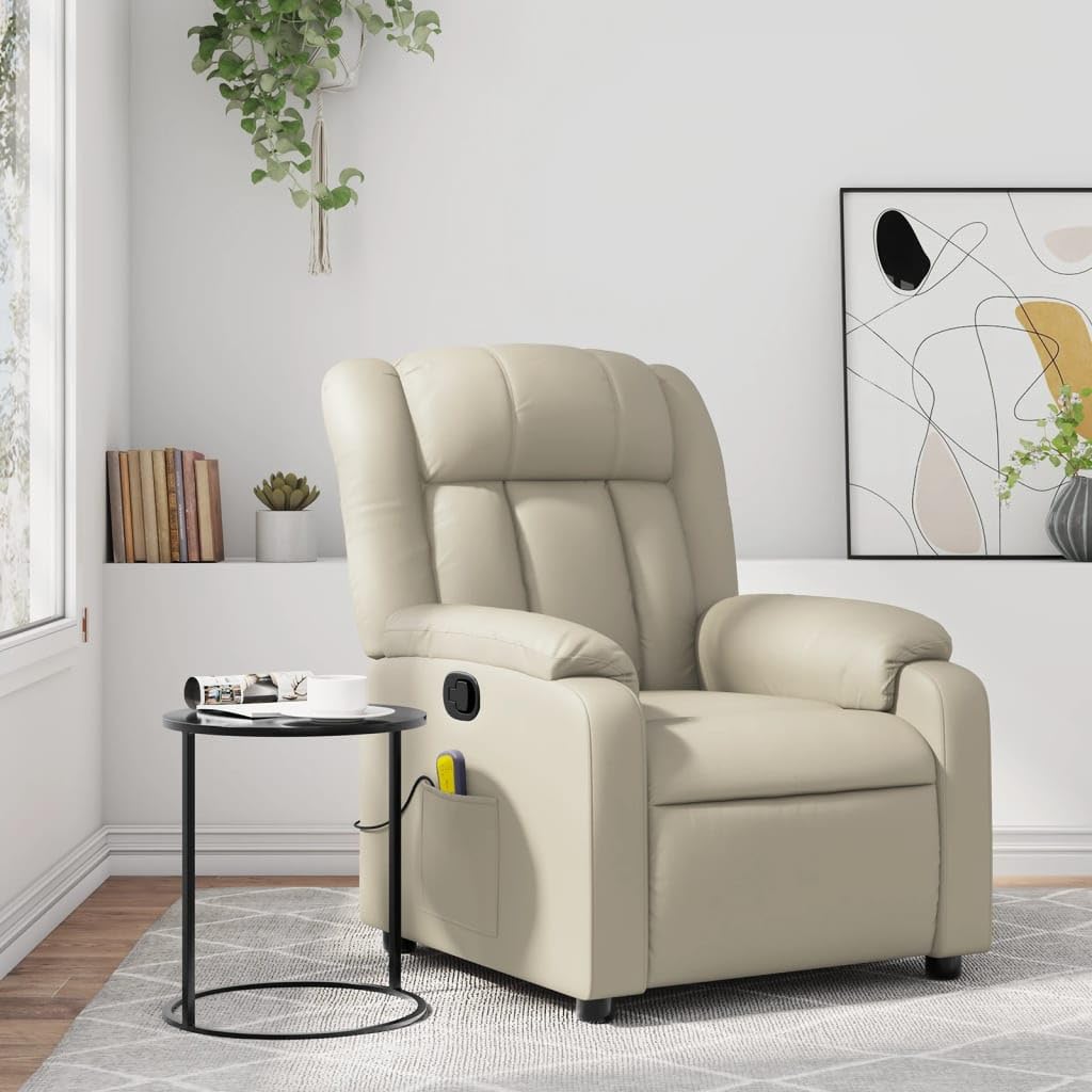 LAPOOH Sillón reclinable de Masaje Cuero sintético Crema, Sillón De Relax, Sillon Masaje Relax, Sillon Relax Electrico, Hogar Sillon Relax, Sillones Comodos, Sofa Tantra - 373568