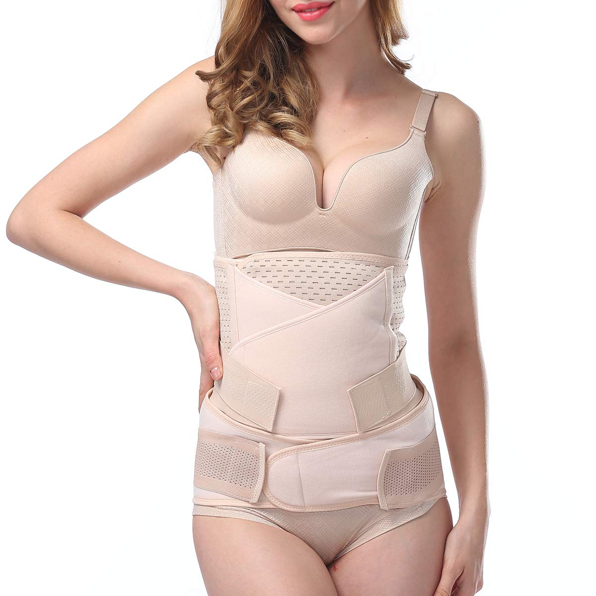 Cinturón Postparto 3 en 1, Fajas Postparto Soporte Transpirable Elástico Vientre/Cintura/Soporte Pélvico, Cinturón de vientre Ajustable Multifuncional Para la Mujer y Maternidad