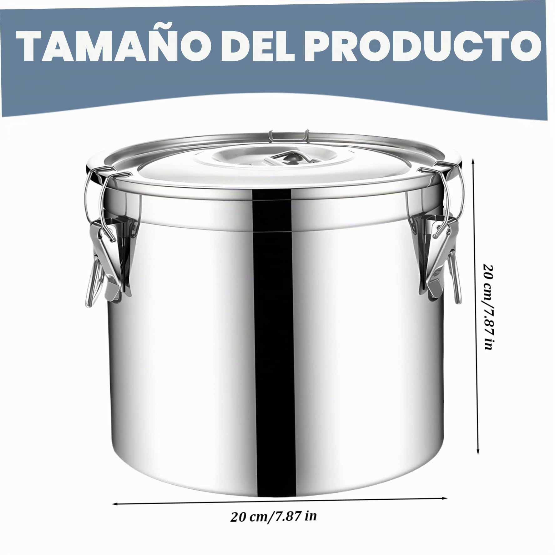 Bucket de Acero Inoxidable hermético, contenedores de Almacenamiento de Alimentos 6L con Tapa hermética, frascos de Almacenamiento para arroz, harina y Cereales