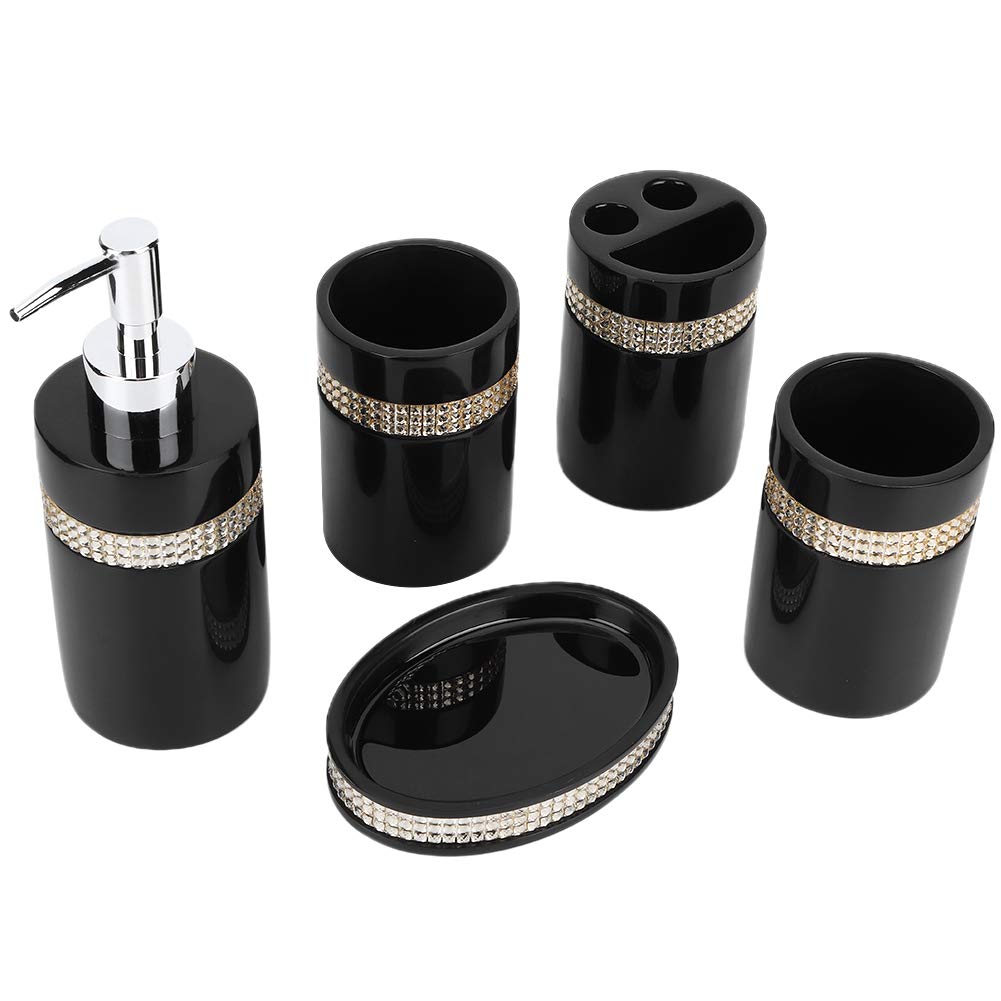 Aramox Juego de Accesorios de Baño Juego de Baño de Resina de 5 Piezas con Dispensador de Loción, Soporte para Cepillo de Dientes, 2 Tazas de Lavado, Jabonera para Mostrador de, Hogar, Habitación de