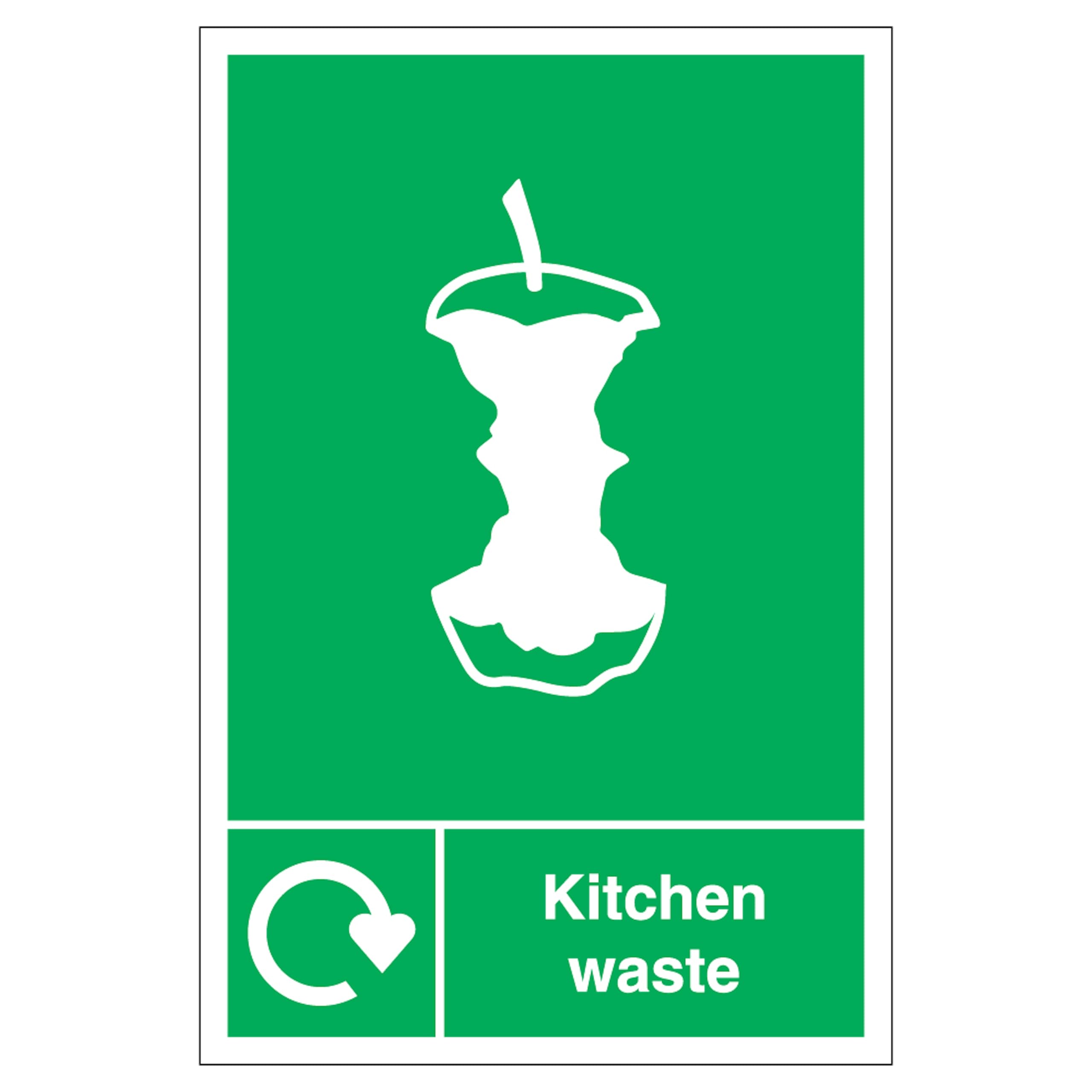 V Safety WRAP - Kitchen Waste Recycling 300 x 400mm - 2mm Rigid Plastic Safety Sign