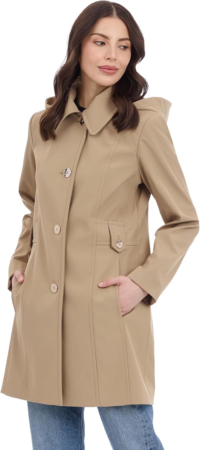 Michael Kors womens Single Breasted Raincoat With Detachable Hood - Image 2