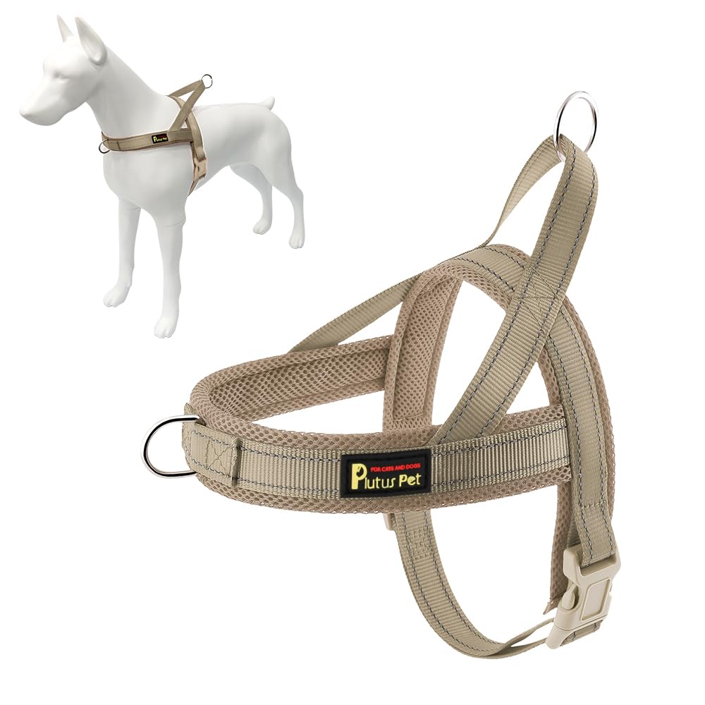 Plutus Pet No Pull Dog Harness with Breathable Mesh Padded, Adjustable Reflective Escape Proof Dog Harness, Quick Fit Dog Vest Harness for Small Medium Large Dogs(XS, Beige)
