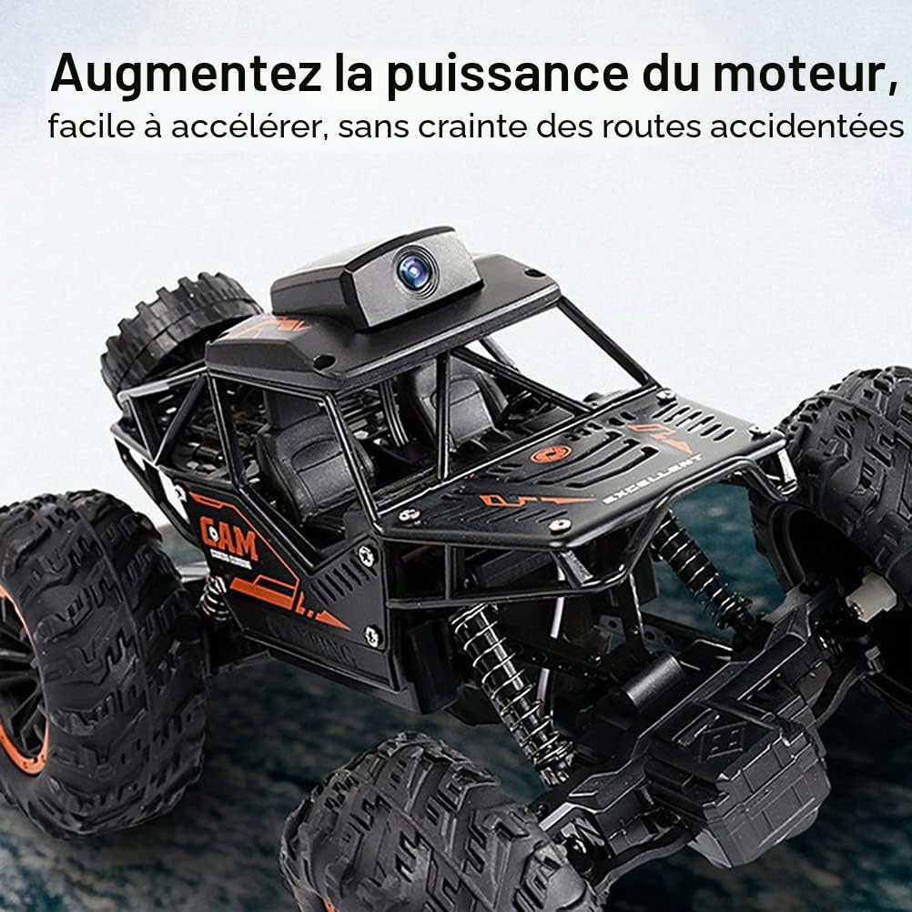 Voiture télécommandée avec caméra 5W, 2.4Ghz Off-Road Remote Control Truck haute vitesse rapide course électrique Hobby Toy pour les adolescents adultes