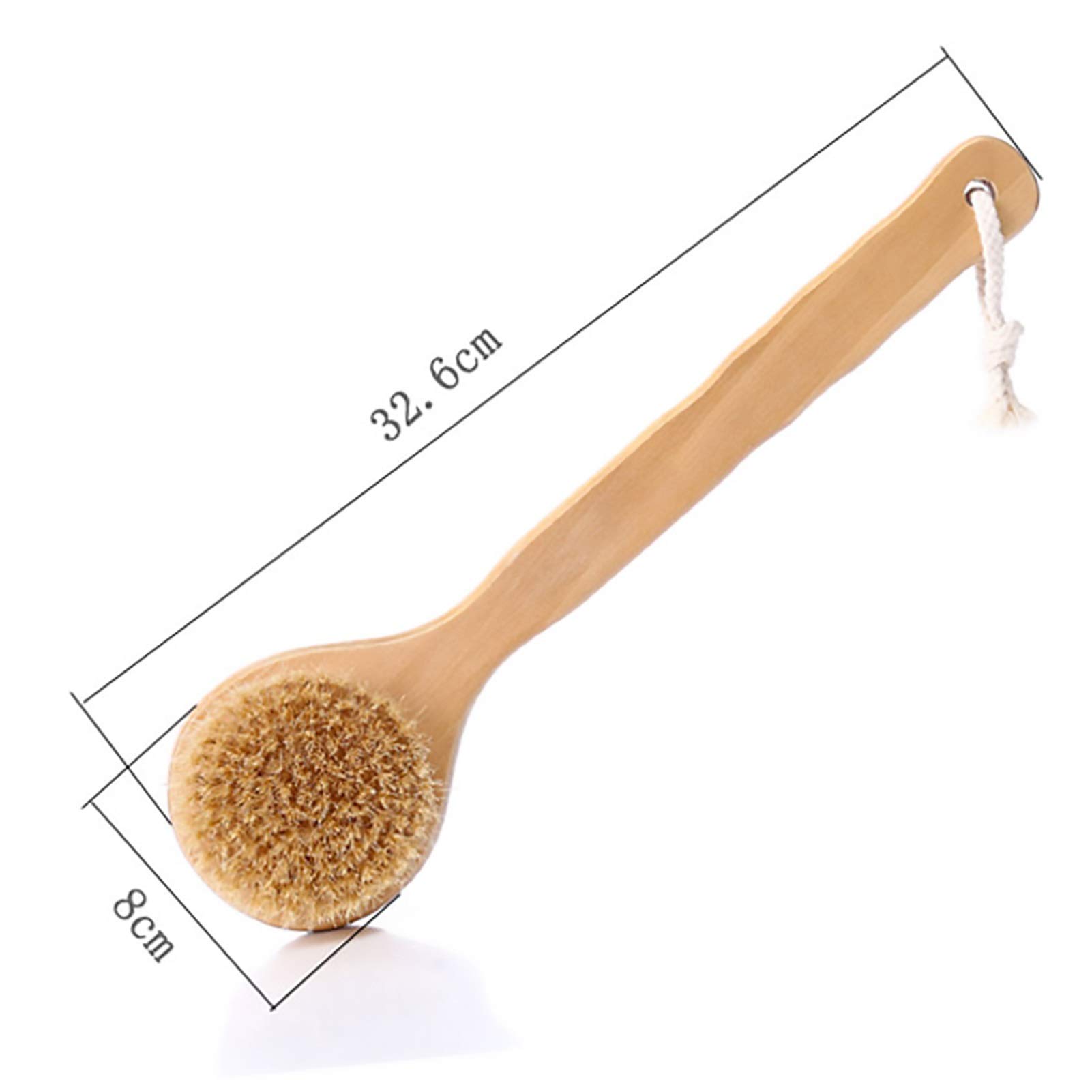 Szczotki do ciała Szczotki do kąpieli - Szczotka z naturalnego włosia Antypoślizgowy drewniany uchwyt Masaż pleców Opieka zdrowotna Szczotka do kąpieli Szczotka do stóp Okrągła główka Szczotka z pro