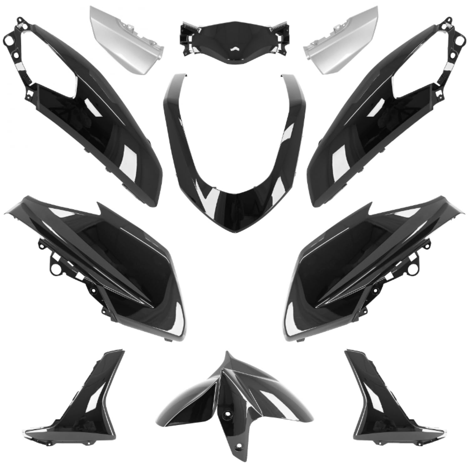 Kit Carenado P2R para Scooter Yamaha 125 Gpd A N-Max 2015 a 2020 11 piezas negro gris