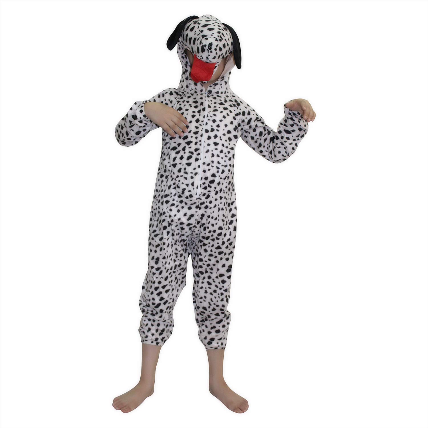Kaku Fancy Dresses Fleece Dog Pet Animal Costume For Kids - Black & White, 5-6 Years | Animal Fancy Dress For Boys & Girls