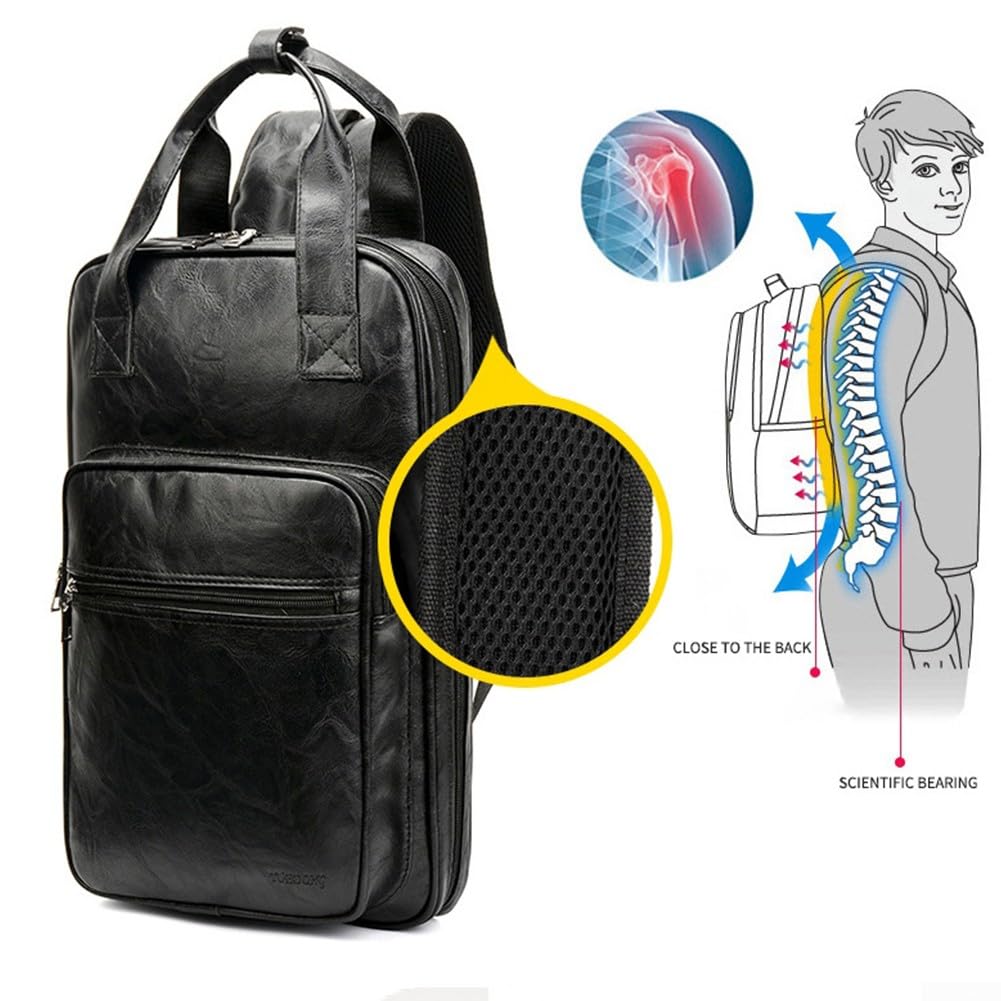 DAZZLEEX Borsa per bacchette in pelle PU, 5 tasche, borsa per bacchette, zaino, morbida, impermeabile, resistente all'usura, 54 x 17 x 3 cm (nero)