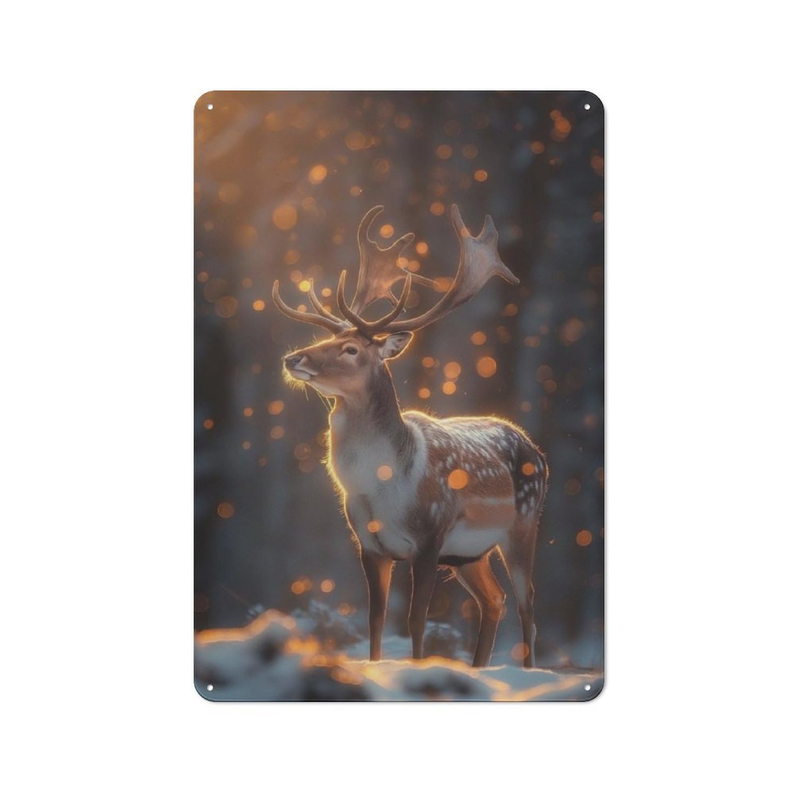 Junmoney Deer Wildlife Fairy Tale Rustic Metal Sign With Design 30X20cm, Farmhouse Farmhouse Wall Decor For Dining Room, Cafe, Entryway Or Family Room