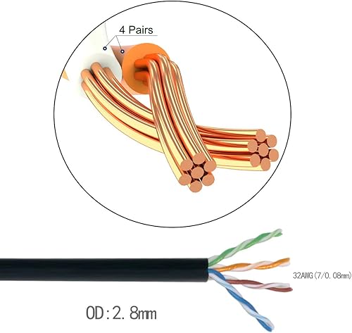 Vista 12 de xiwai Cable Ethernet Cat6 ultradelgado RJ45 en ángulo izquierdo de 9.8 in UTP Cable de conexión de 90 grados Cat6a LAN para portátil router TV BOX