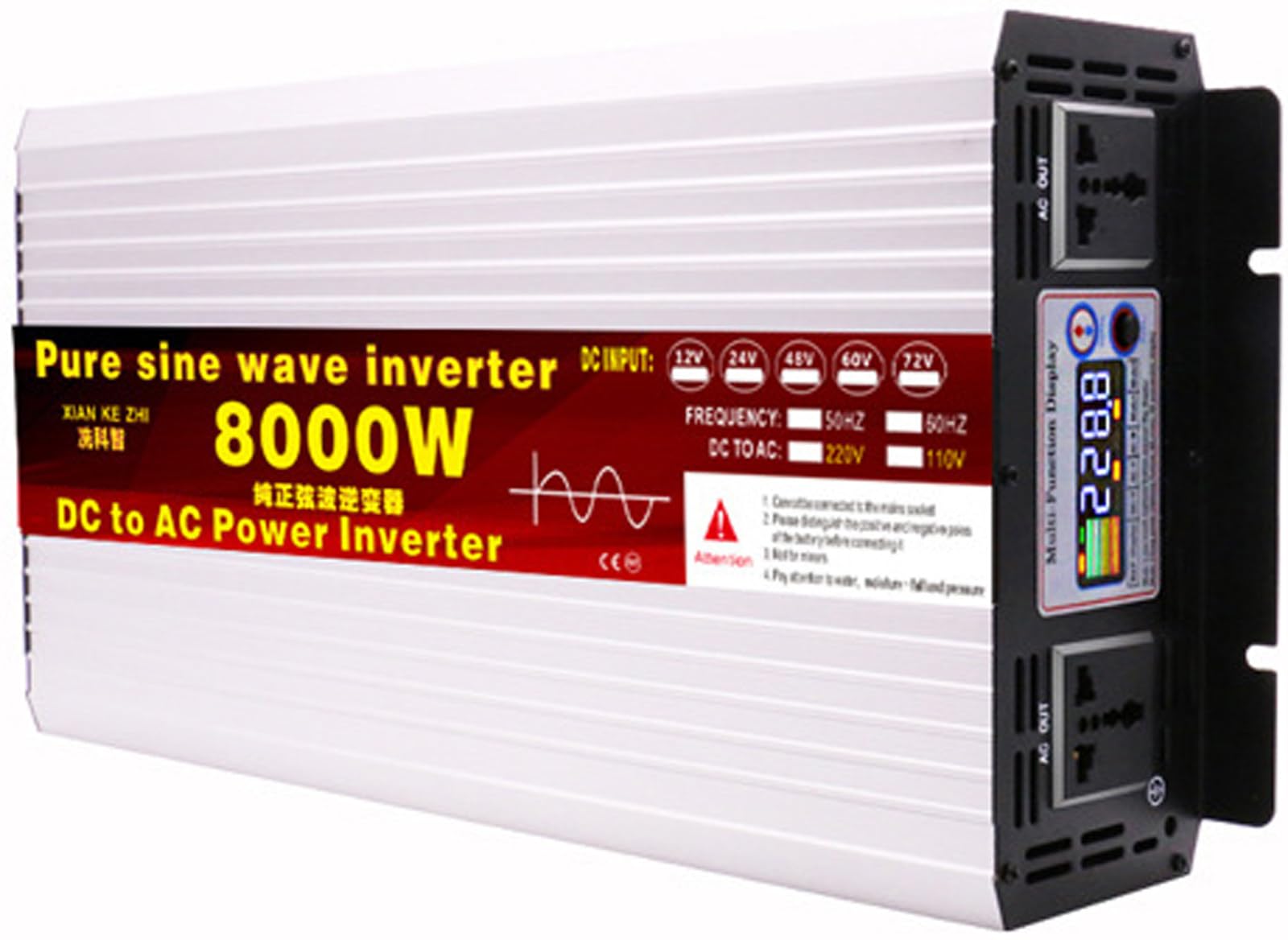 Onduleur sinusoïdal pur 60V 110V 8000W de crête pour système solaire hors réseau