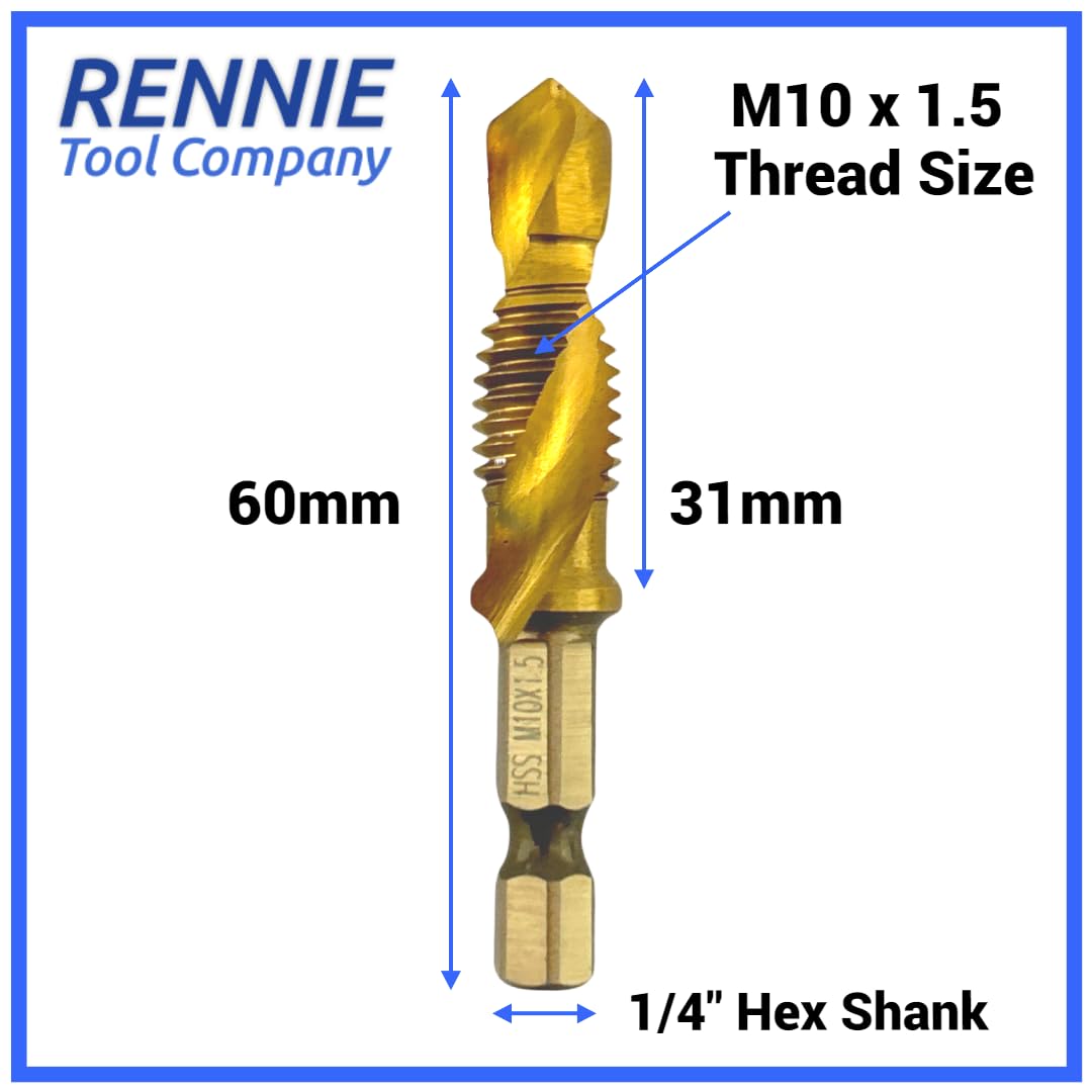 Rennie Tools, Pack Of 5, M10 x 1.5 Combination Drill and Tap Bit - Image 2