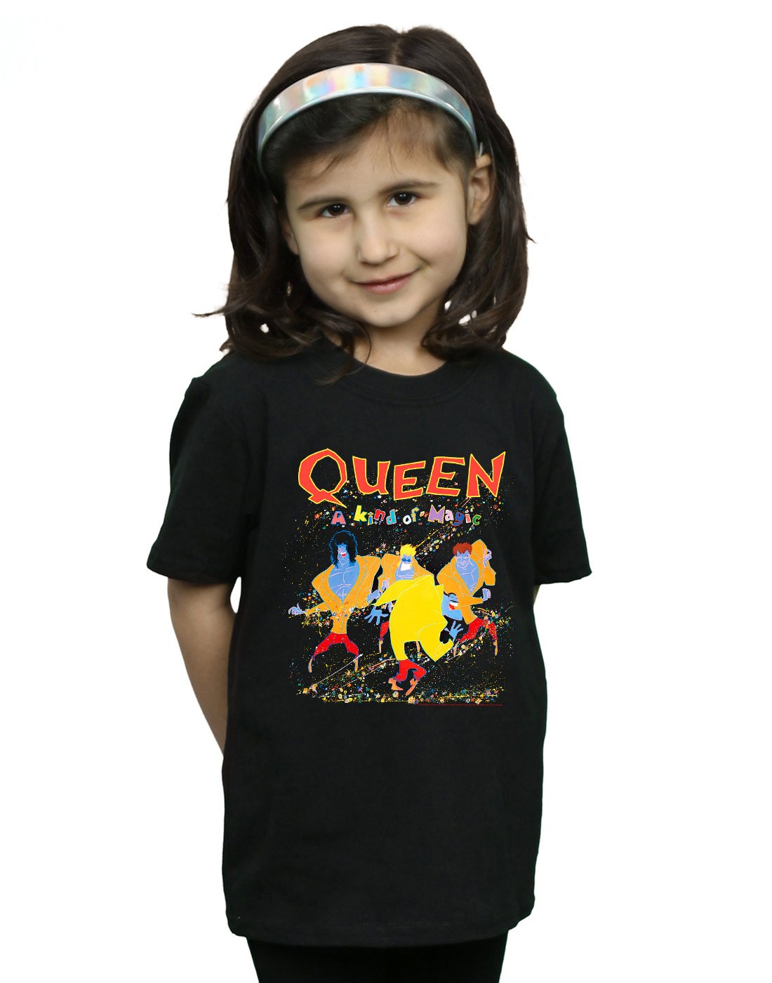 Absolute Cult Girls Black Queen A Kind Of Magic T-Shirt 12-13 Years