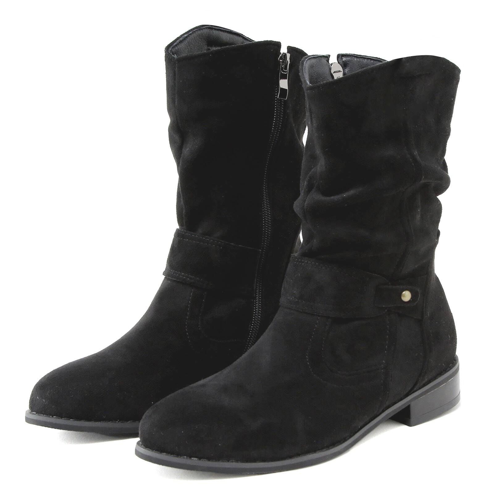Botas por Encima de la Rodilla Elegantes Botines Media Pantorrilla con Cremallera Lateral de Acabado Suave. Diseño Moderno para Fiestas otoño.