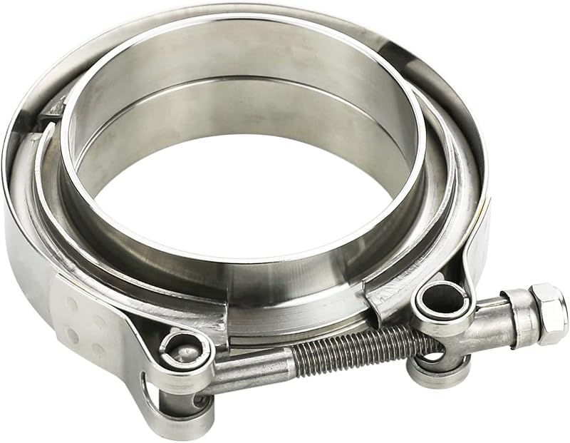 Abraçadeira V-band AKIHISA com flanges macho e fêmea em aço inoxidável 304 para escapamento – 6,99 cm