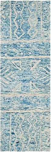 Miniatura 8 de SAFAVIEH Chatham Collection CHT764B - Alfombra de lana geométrica de primera calidad, hecha a mano, 6 x 9 pies, azulmarfil