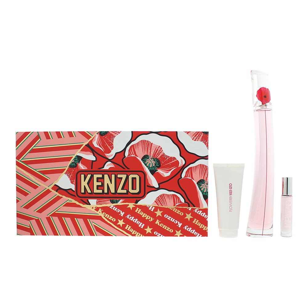 Kenzo Flower By Kenzo Poppy Bouquet Eau de Parfum Gift Set 100ml EDP + 10ml EDP + 75ml Body Lotion