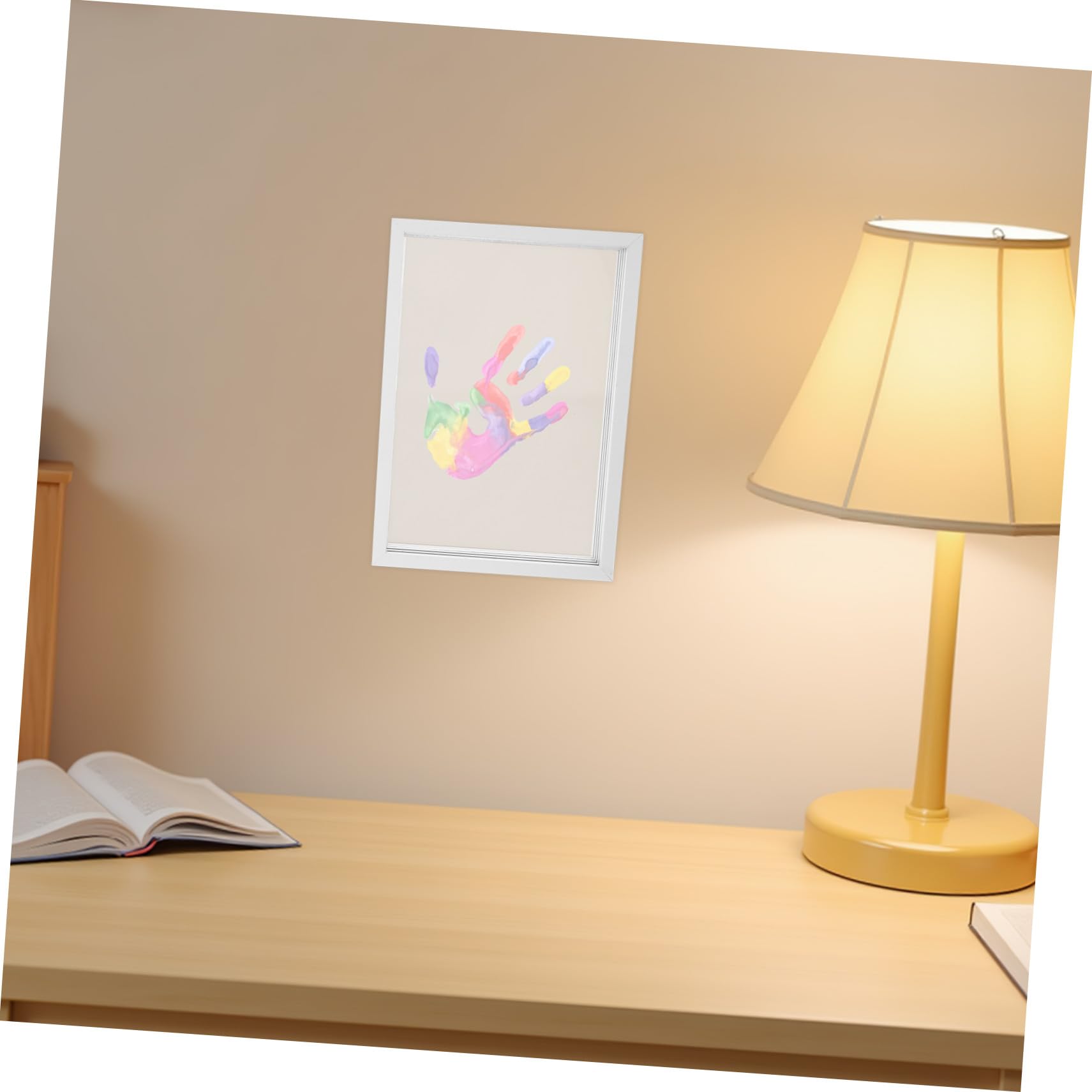 OUNONA Kit de Marco de Huella de Manos Madera Blanco para Recuerdo Familiar Pintura DIY