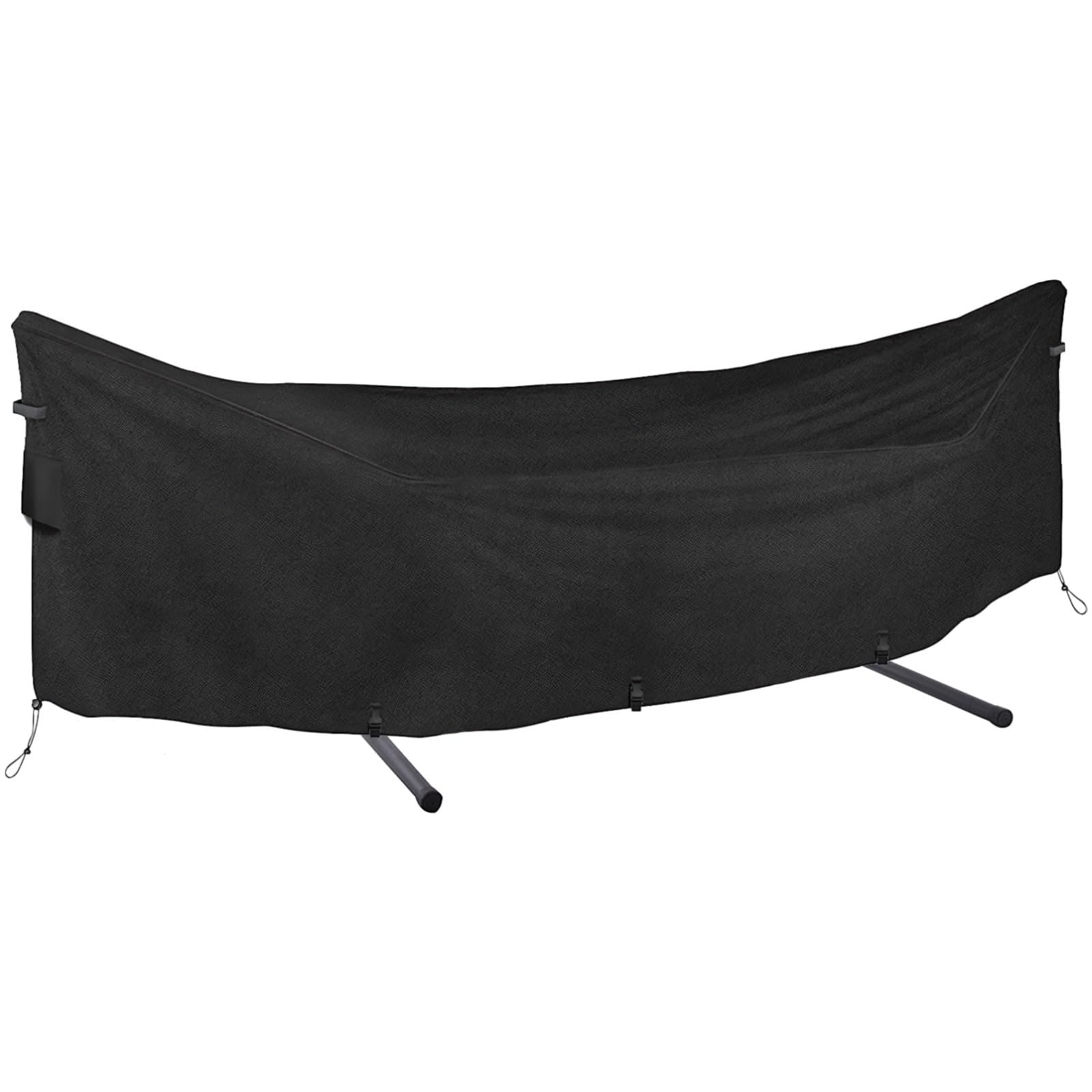 Copertura nera per amaca, 350 x 17 x 80 cm, in poliestere, antivento e impermeabile, con custodia, semplice da pulire, fibbie regolabili, antipolvere
