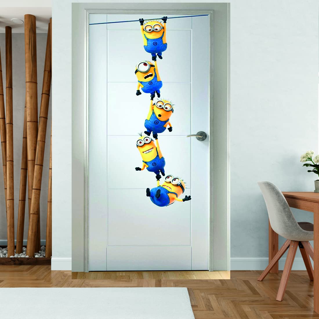 Kaushiki Collection Door Wall Hanging Decorative Minions Vinyl Sticker (Multi Colour Size - 91 cm X 28 cm)