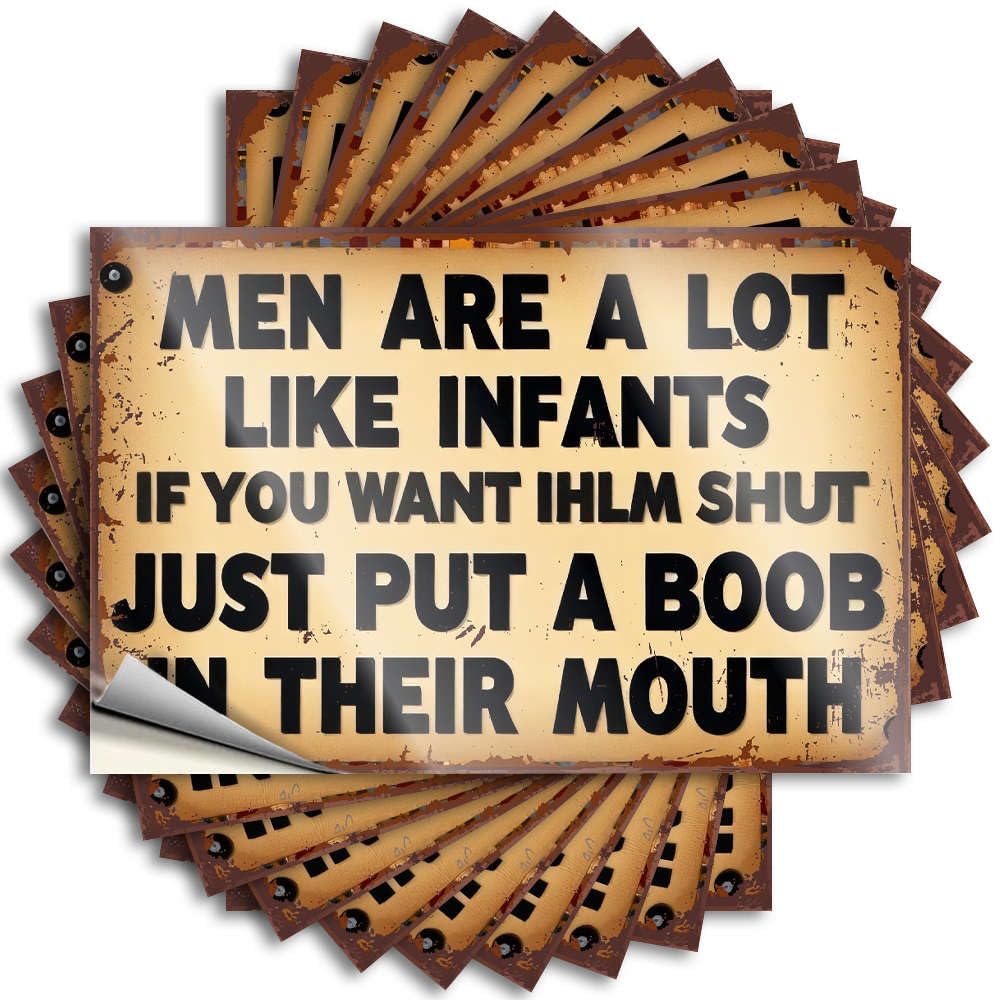Men are Like Infants. Put A Boob in Their Mouth. Plain Western Bathroom - Tattoos Door Waterproof Decal(6X9CM)