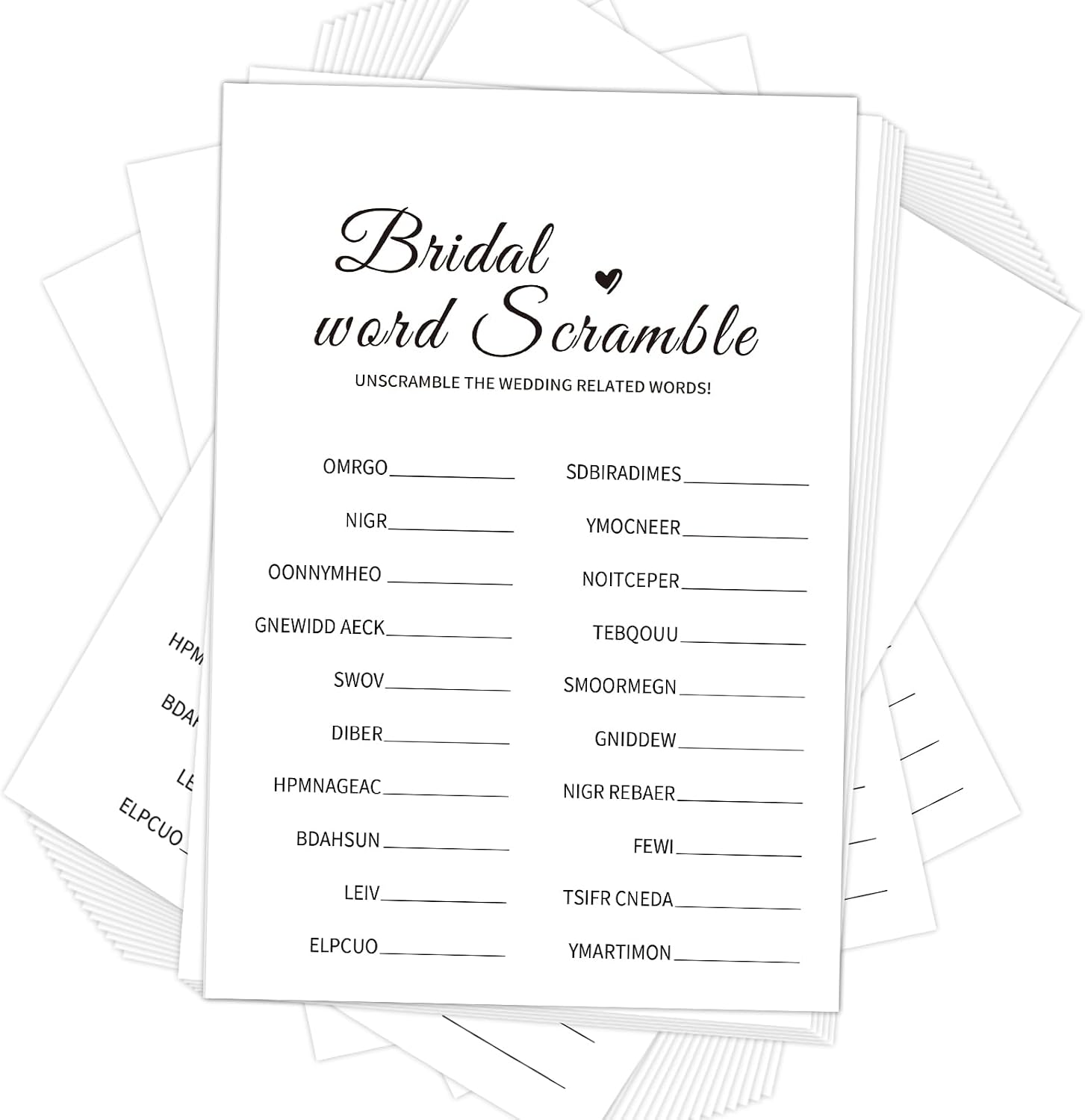 What's in Your Purse Bridal Shower Game, 50 Cards