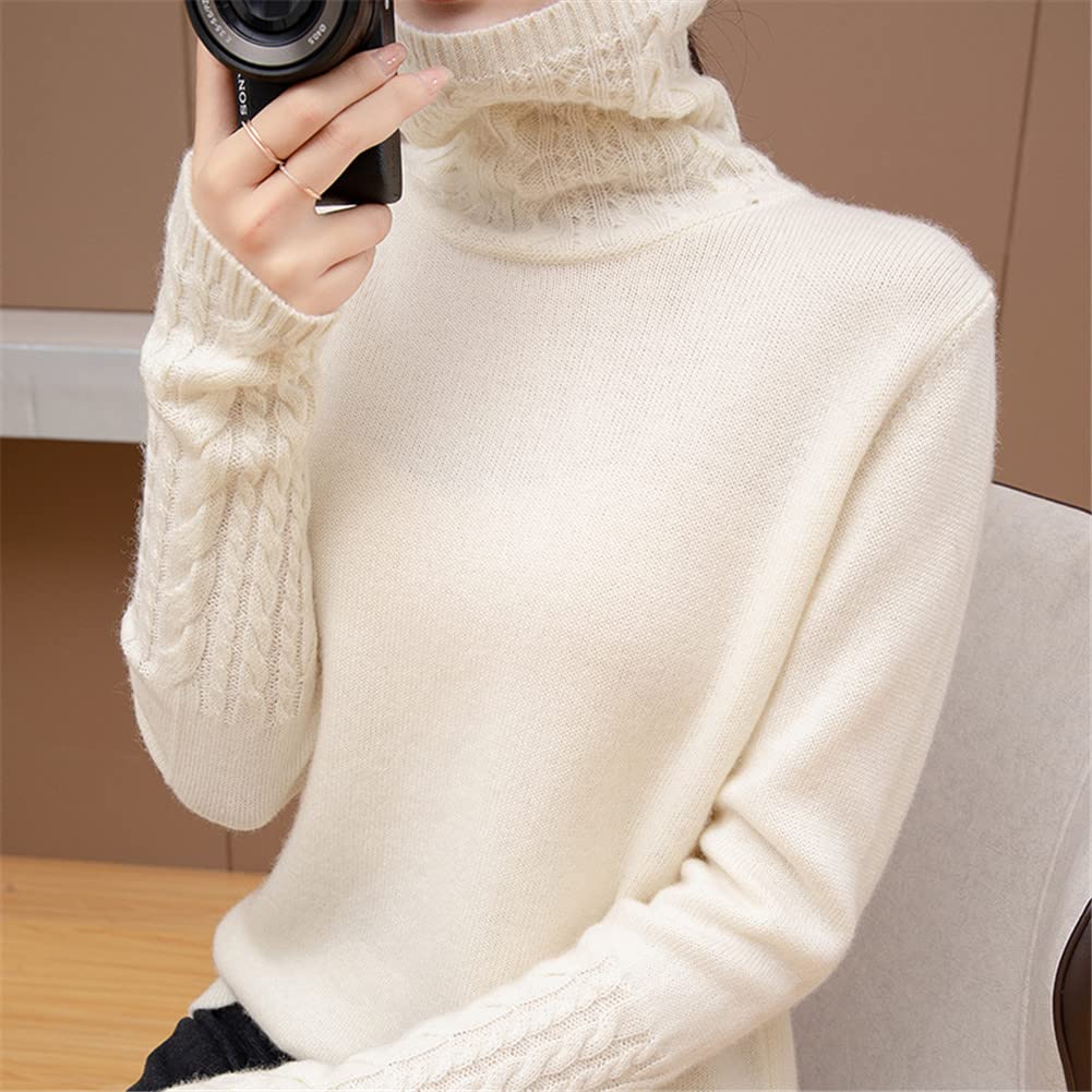 100% Kaschmir Pullover Damen Rollkragen Pullover Sweater Knopf Solide Strickpullover Tops