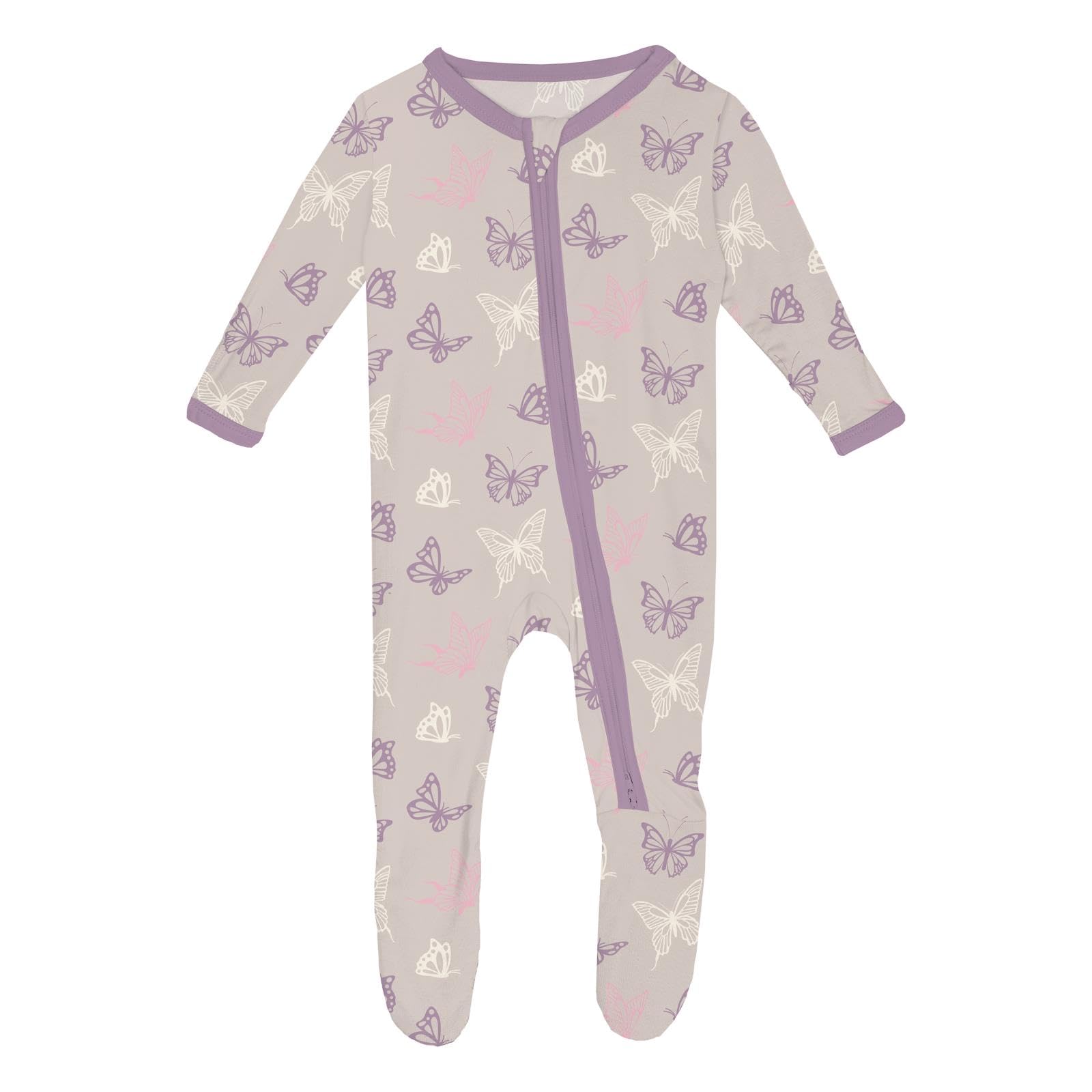 KicKee Baby &amp; Toddler Zipper Footie – Ultra-Soft Viscose from Bamboo Pajamas with Flip Paws &amp; Grips